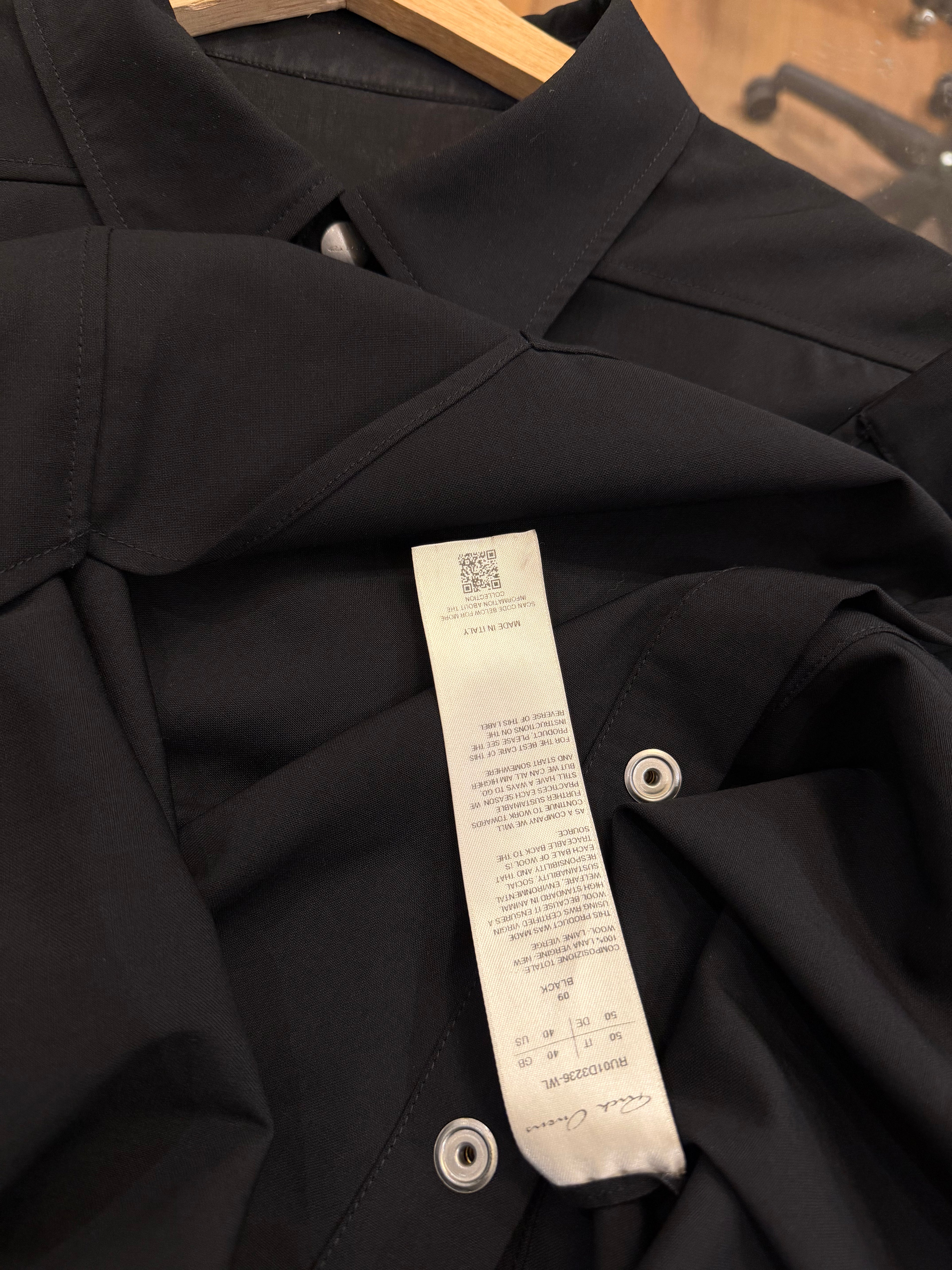 Rick Owens Lido Virgin Wool Work Shirt/Overshirt - Black