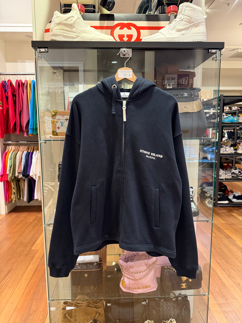 Stone Island Marina Fleece OversizedFull Zip Hoodie - Black