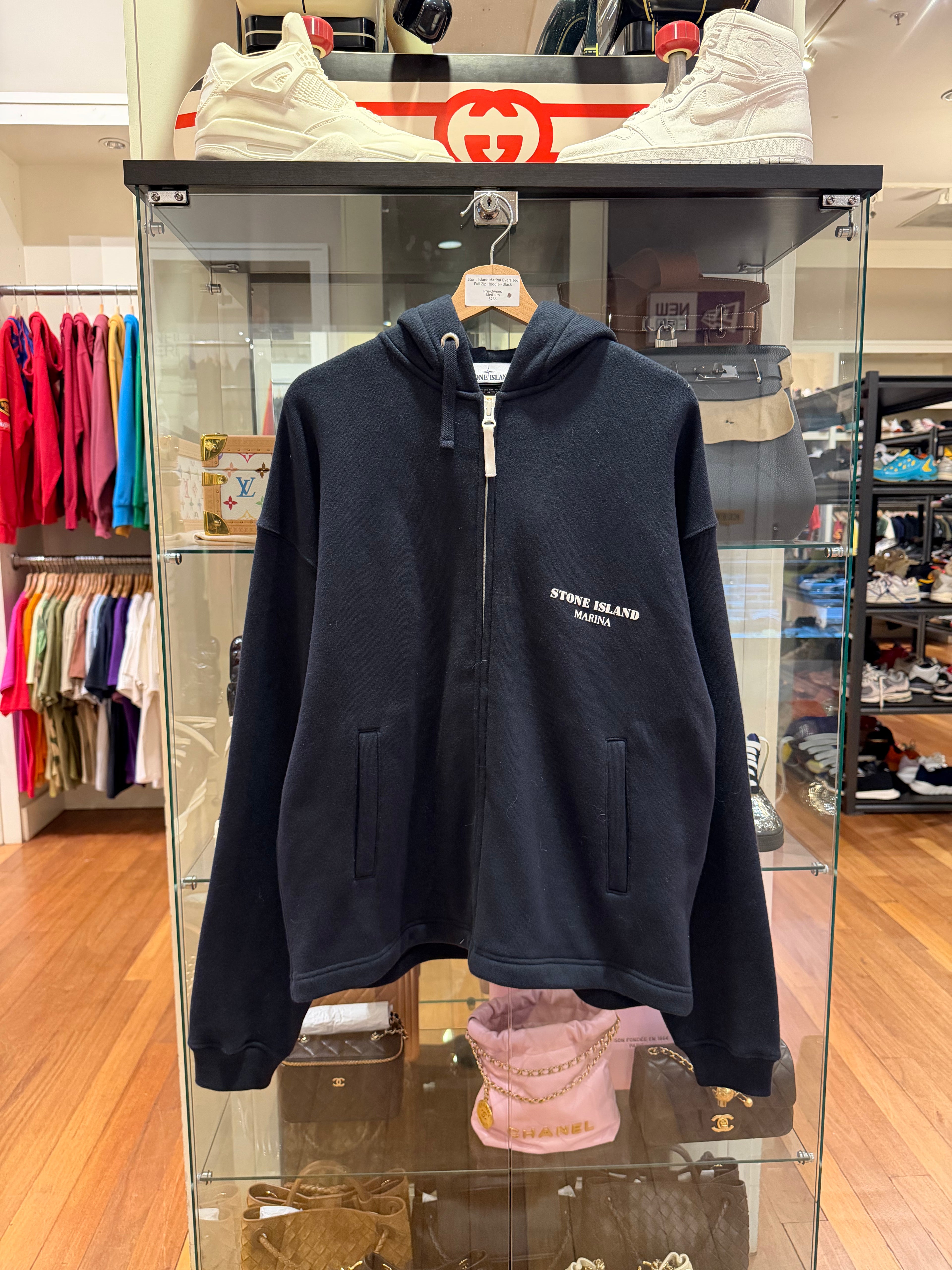 Stone Island Marina Fleece OversizedFull Zip Hoodie - Black