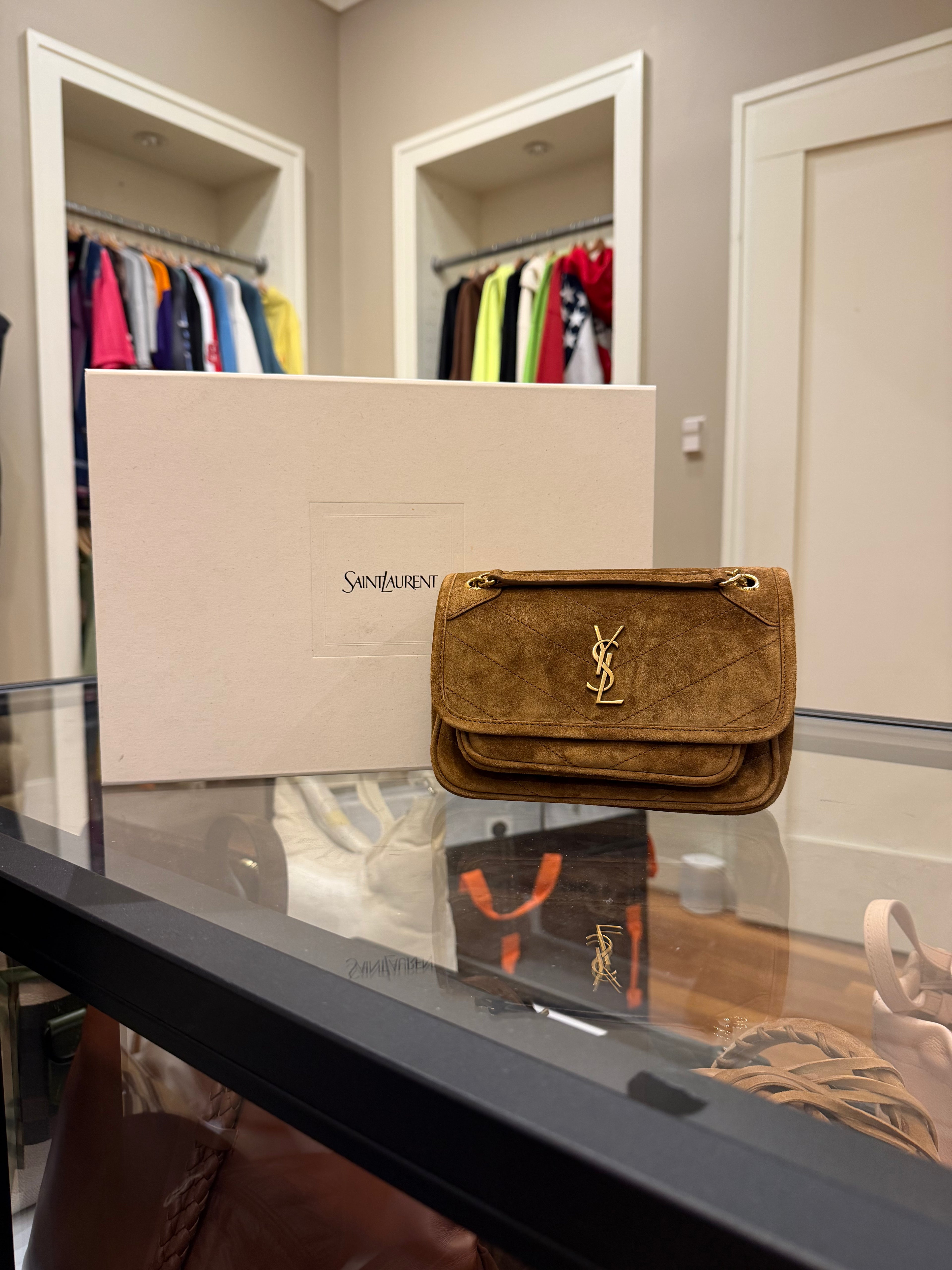 Saint Laurent Mini Niki Suede Shoulder Bag