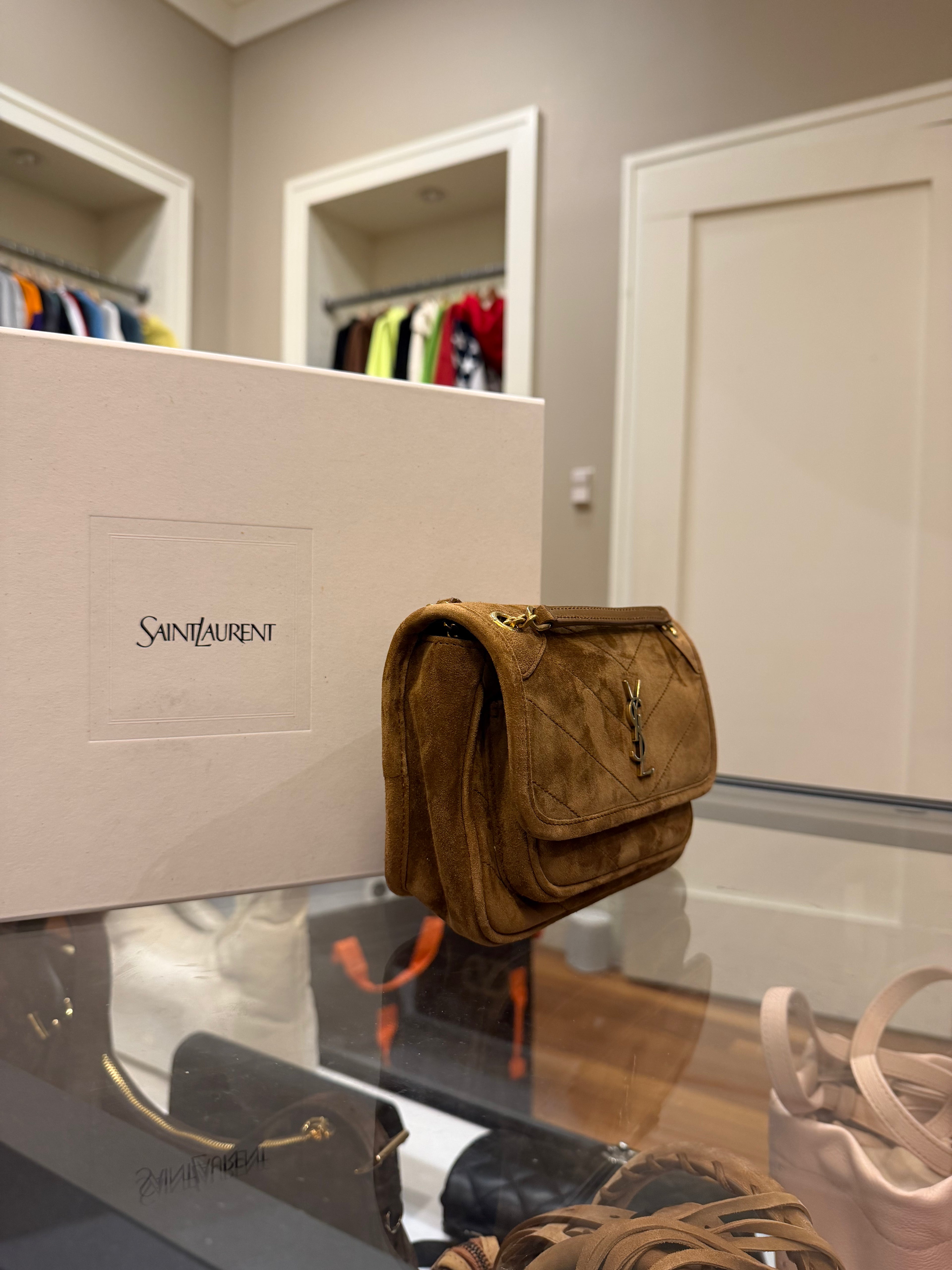 Saint Laurent Mini Niki Suede Shoulder Bag
