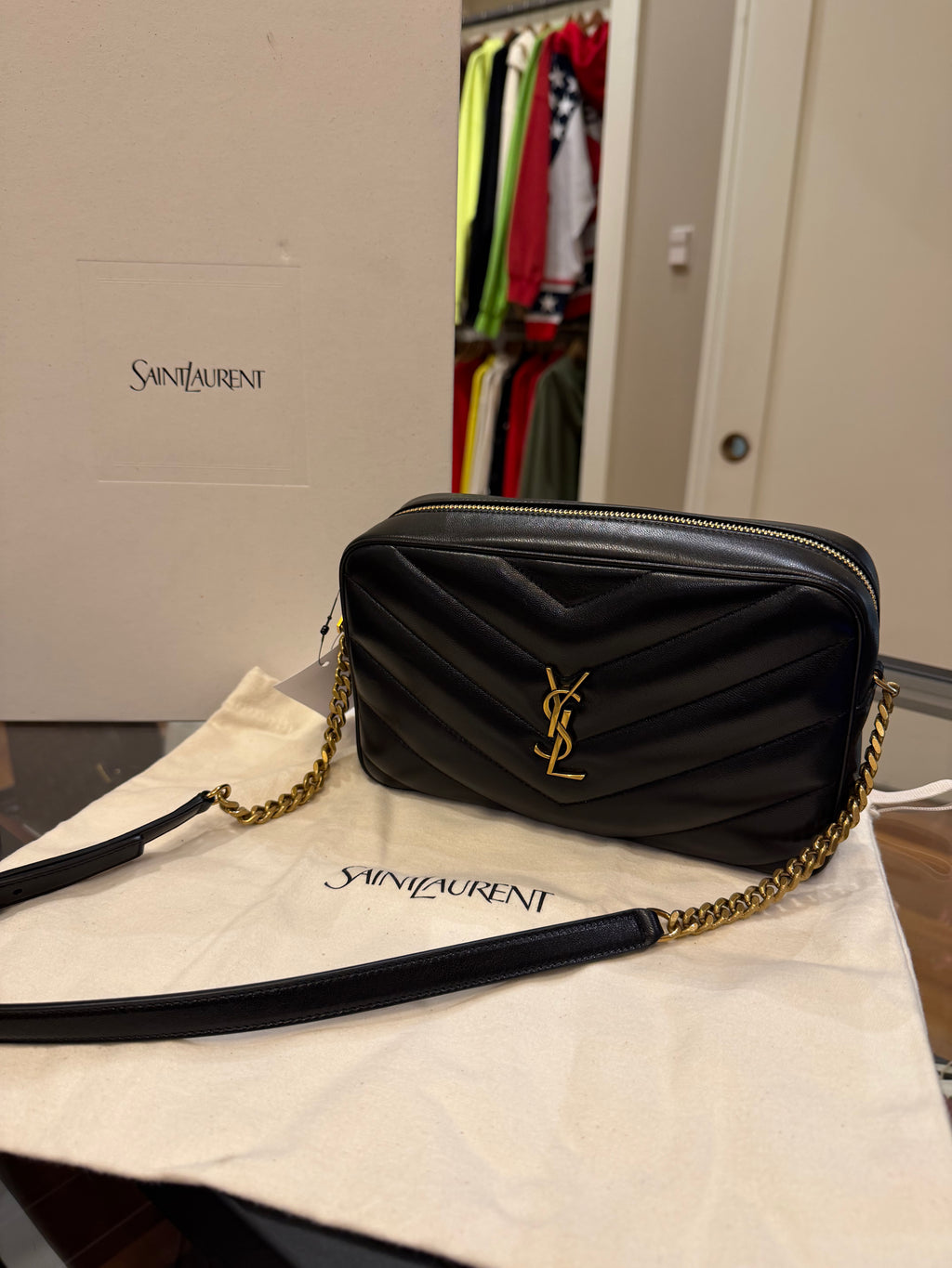 Saint Laurent LouLou Chevron Quilted Crossbody Bag