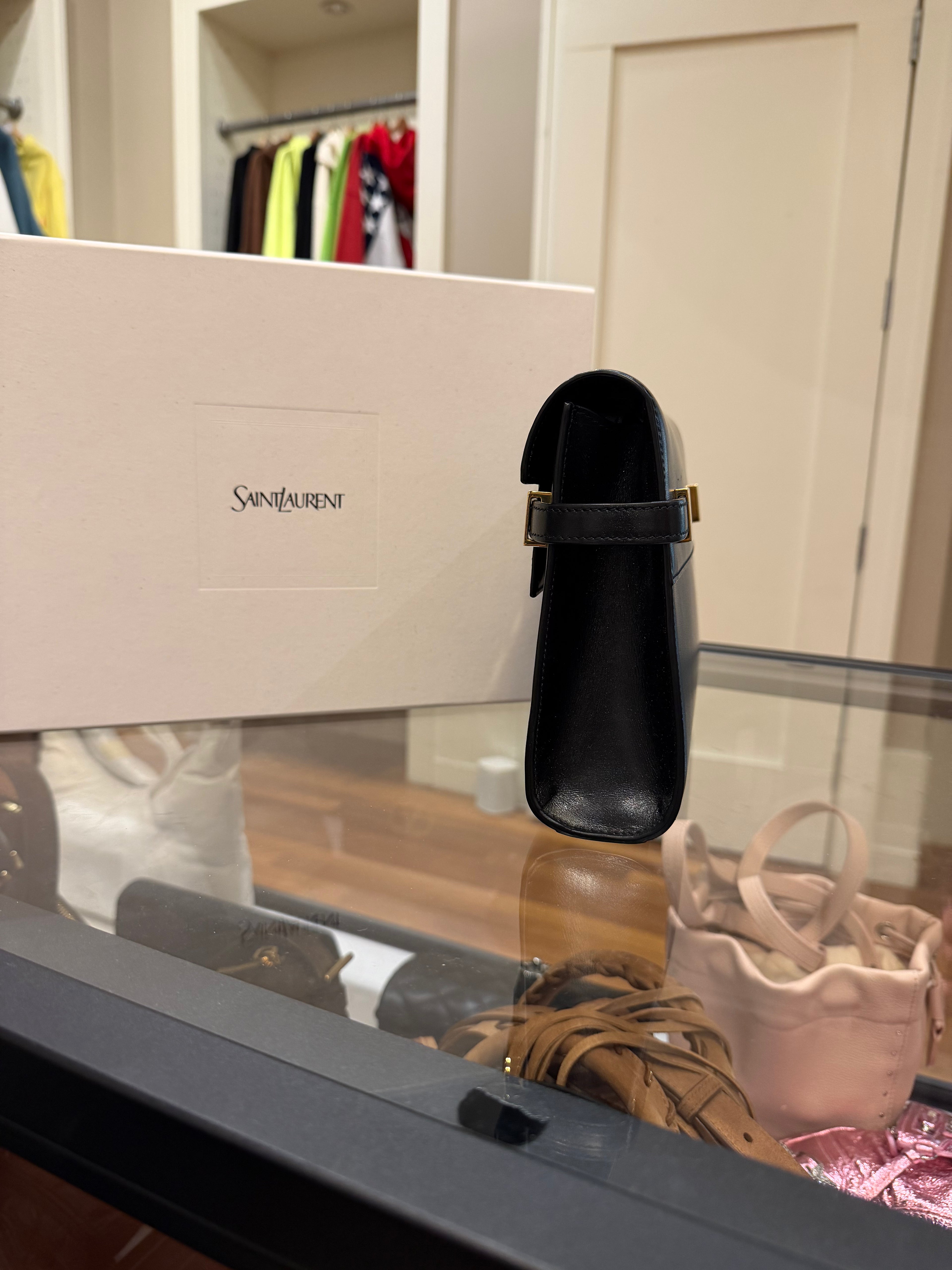 Saint Laurent Black Calfskin Medium Manhattan Shoulder Bag