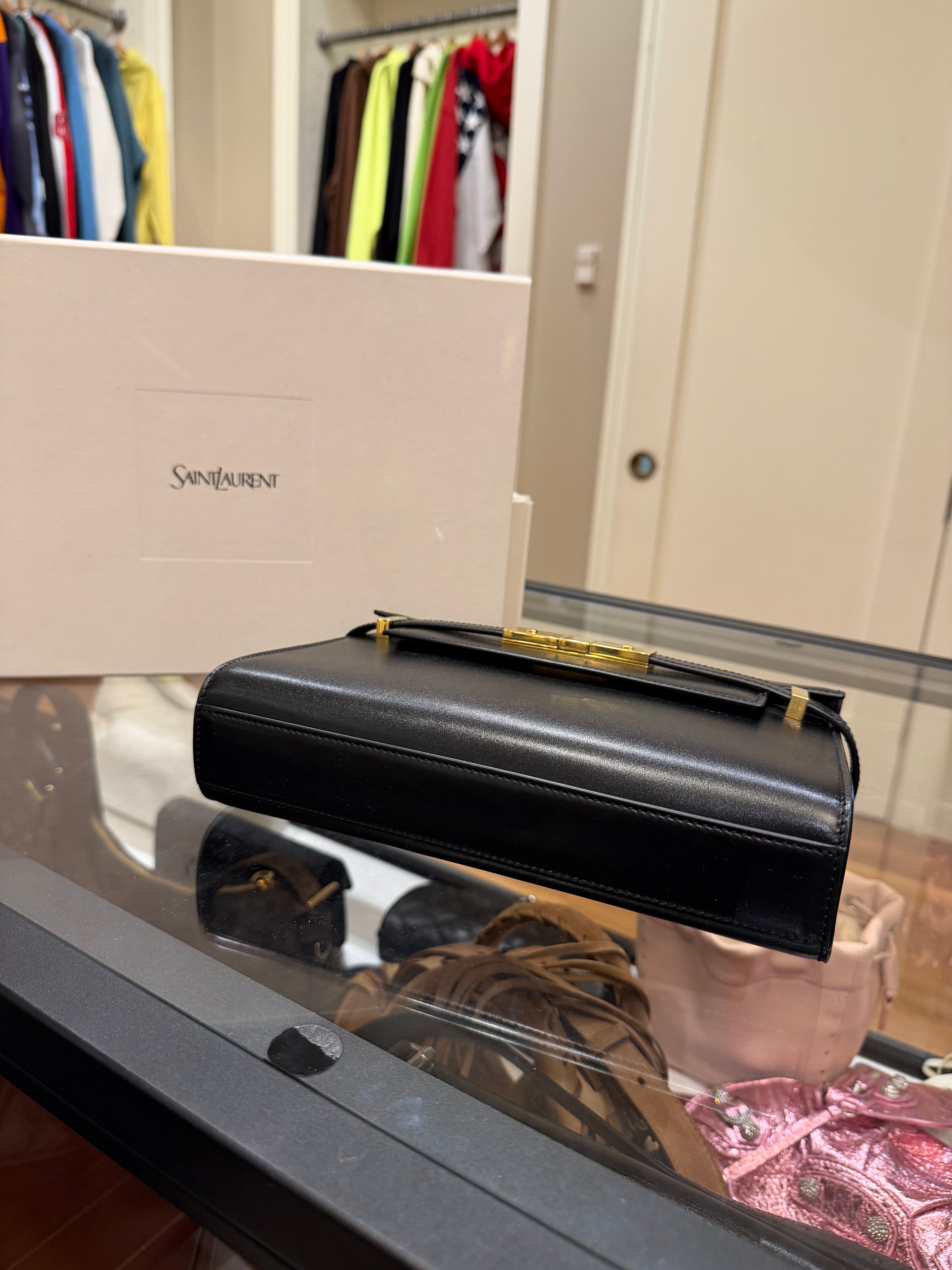Saint Laurent Black Calfskin Medium Manhattan Shoulder Bag