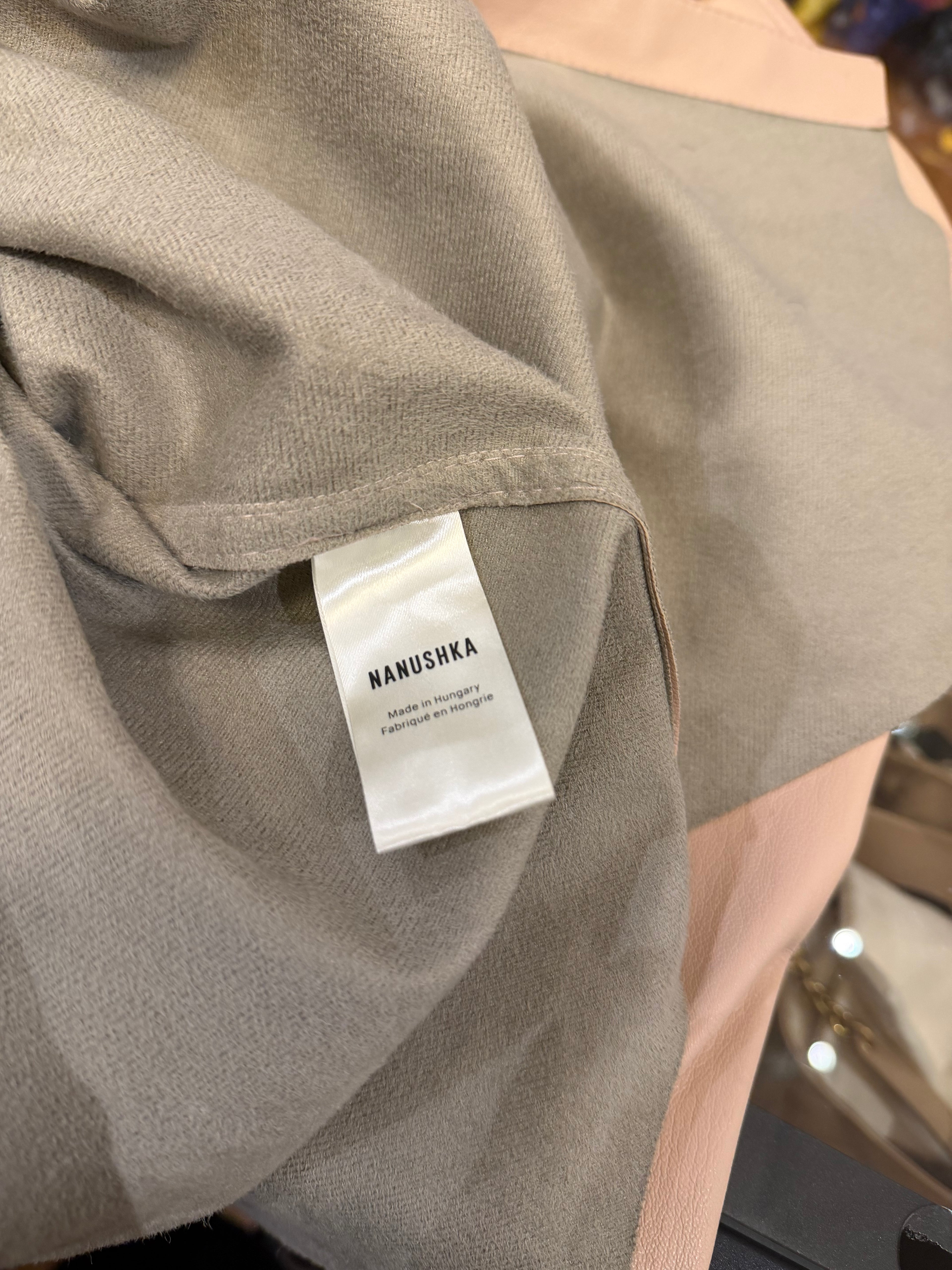 Nanushka 2-Tone Leather Color Block Button Down
Shirt - Tan