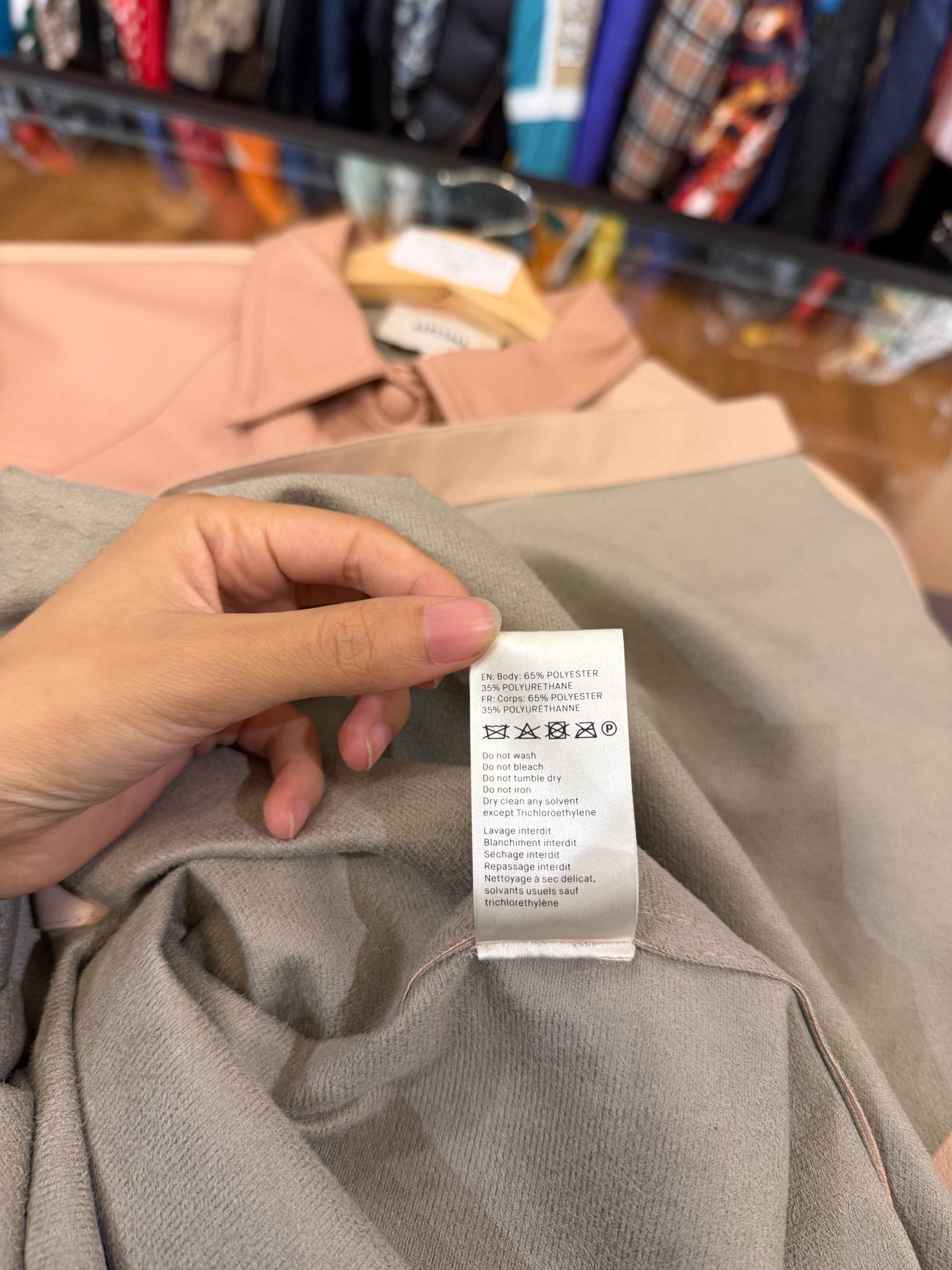Nanushka 2-Tone Leather Color Block Button Down
Shirt - Tan