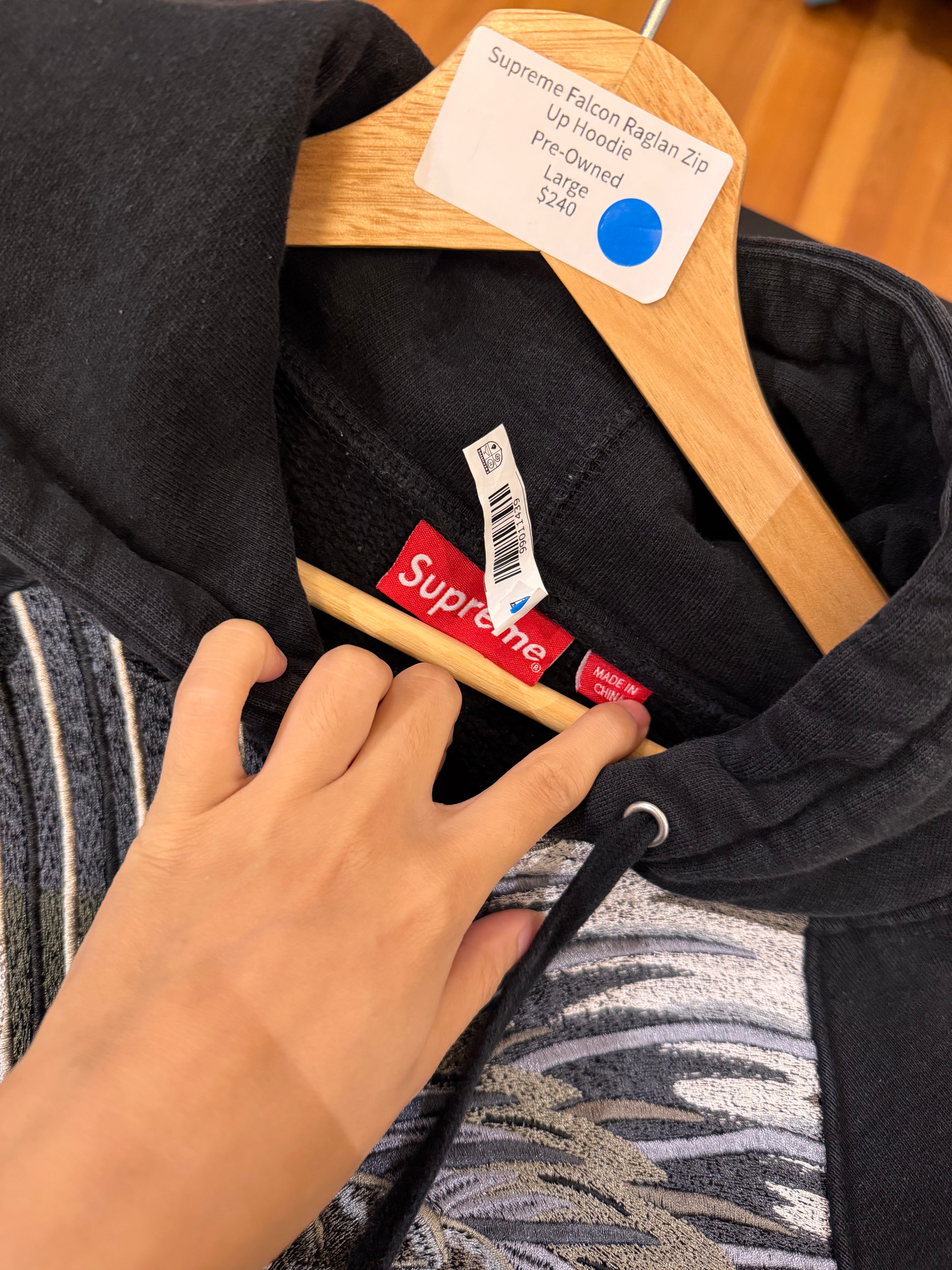 Supreme Falcon Raglan Zip
Up Hoodie