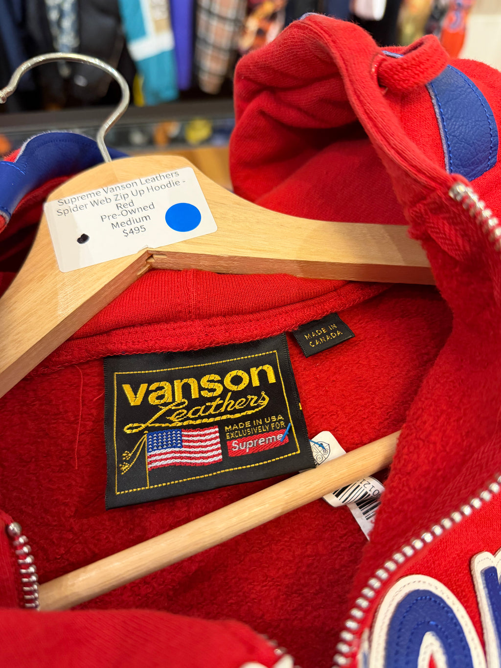 Supreme Vanson Leathers
Spider Web Zip Up Hoodie - Red