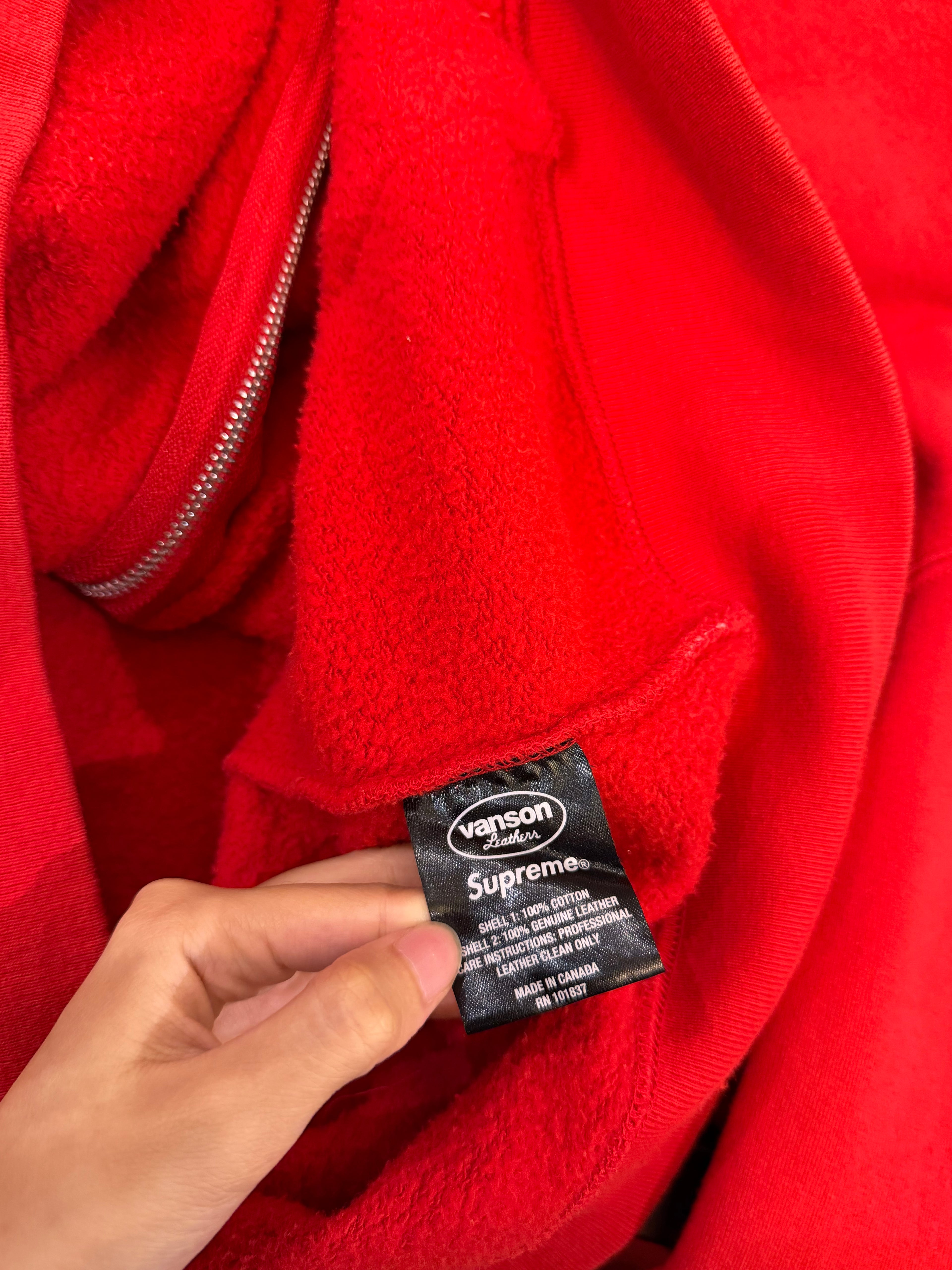 Supreme Vanson Leathers
Spider Web Zip Up Hoodie - Red