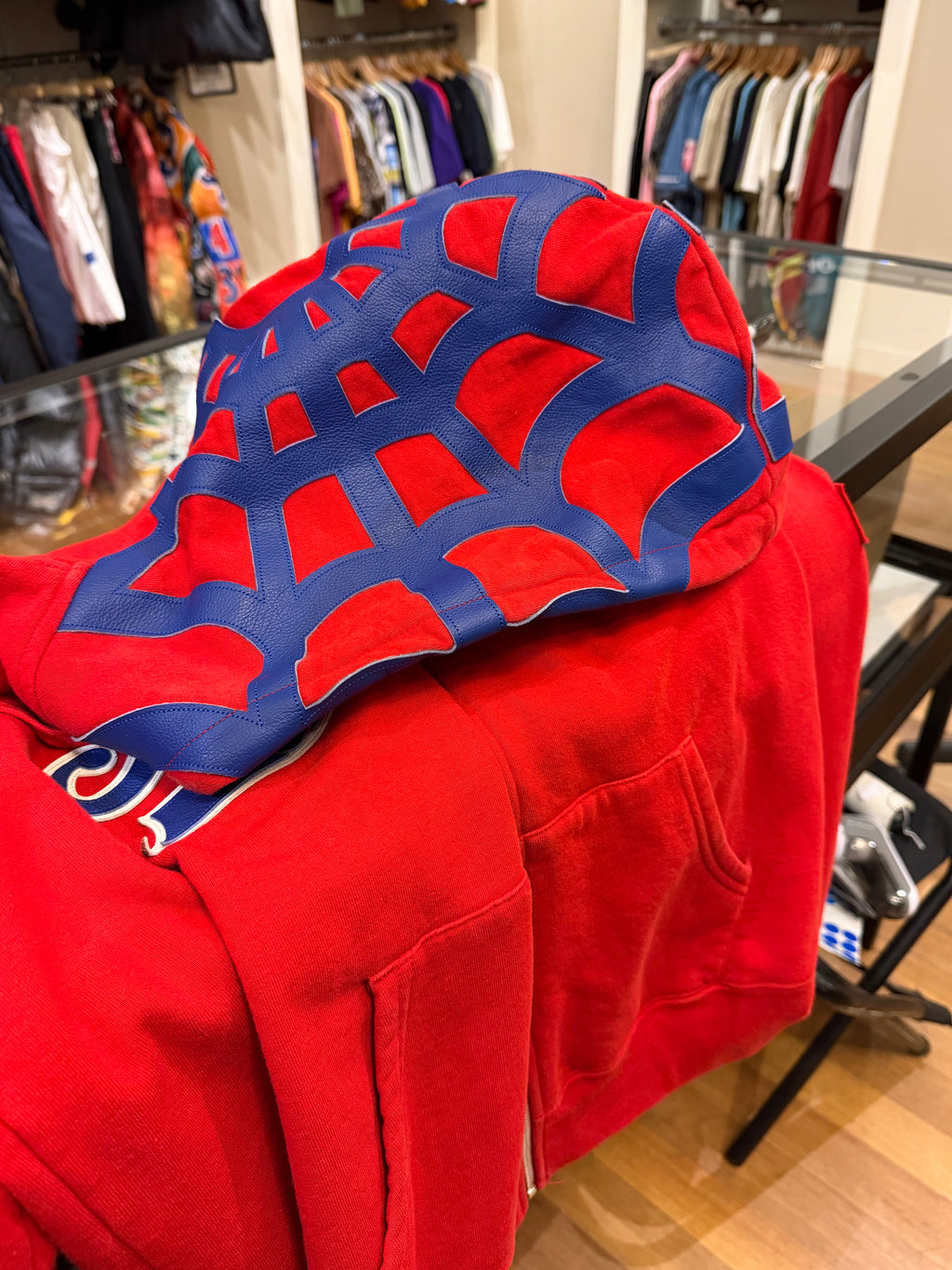 Supreme Vanson Leathers
Spider Web Zip Up Hoodie - Red