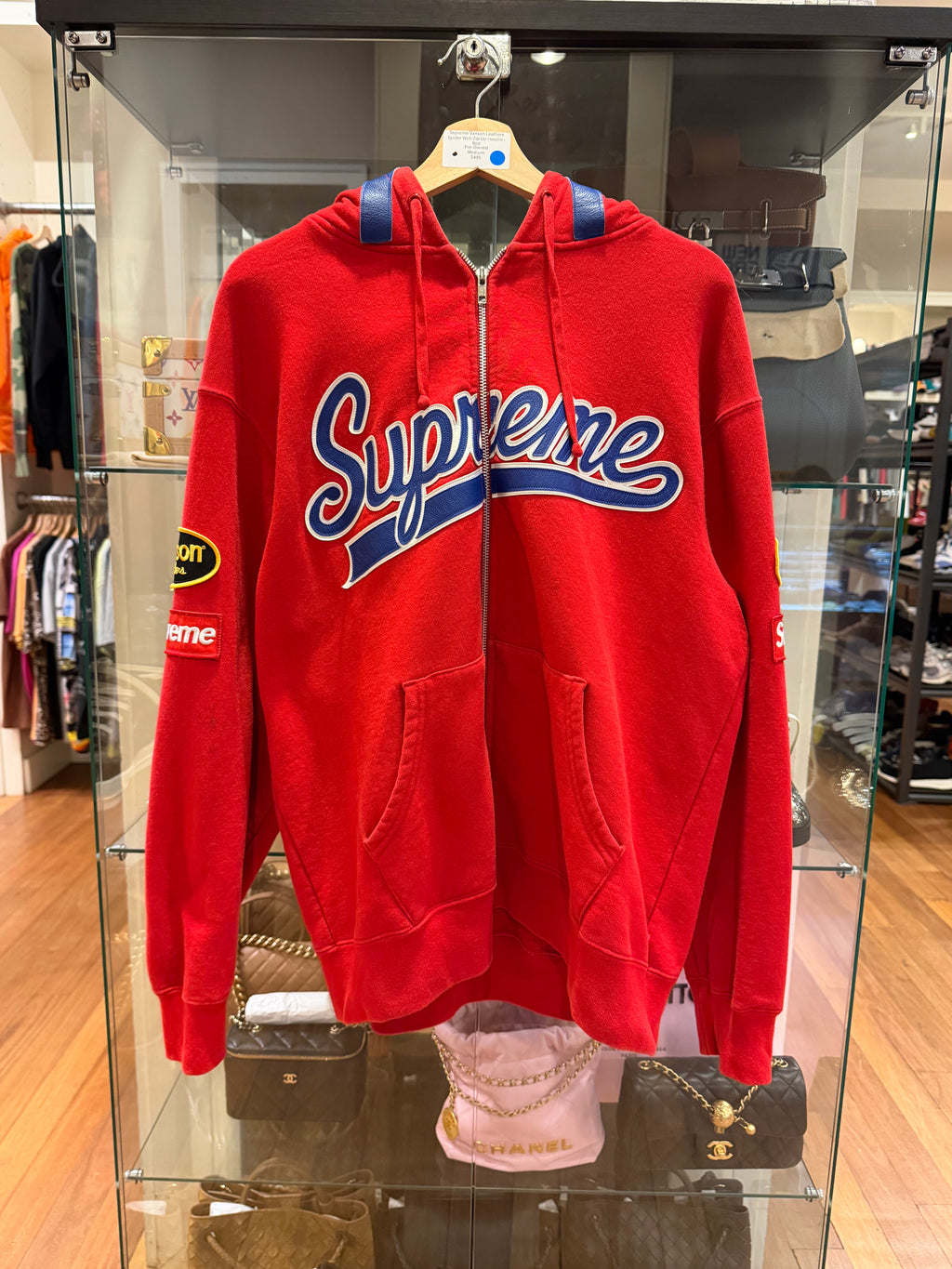 Supreme Vanson Leathers
Spider Web Zip Up Hoodie - Red