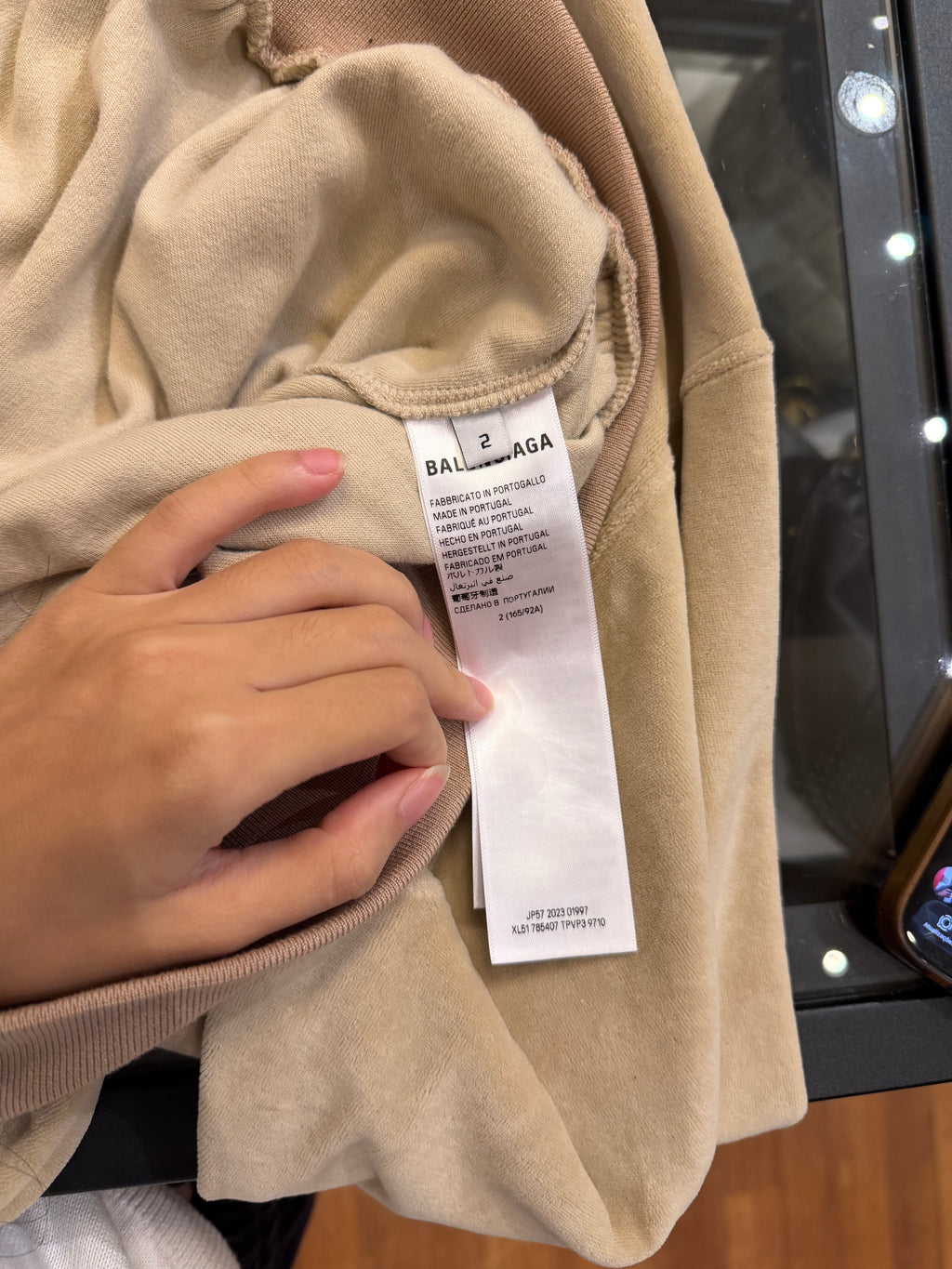 Balenciaga Velour Zip Up
Hoodie - Beige