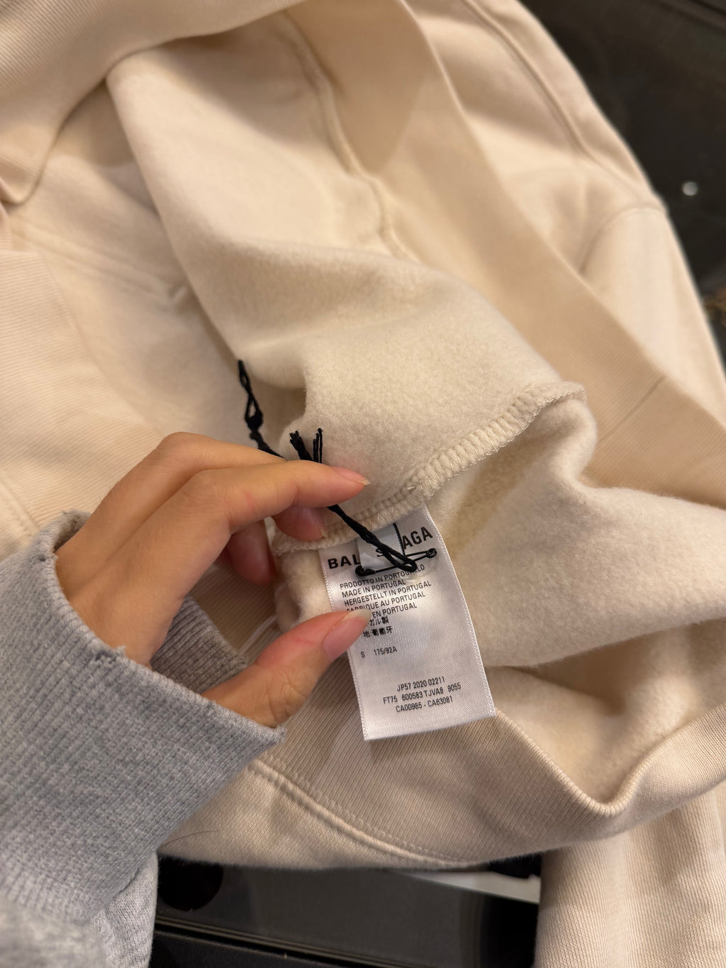 Balenciaga Logo Hoodie -
Cream/Blue