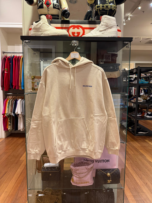Balenciaga Logo Hoodie -
Cream/Blue