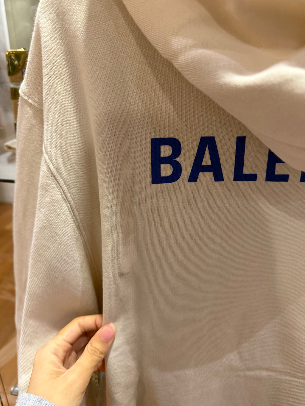 Balenciaga Logo Hoodie -
Cream/Blue