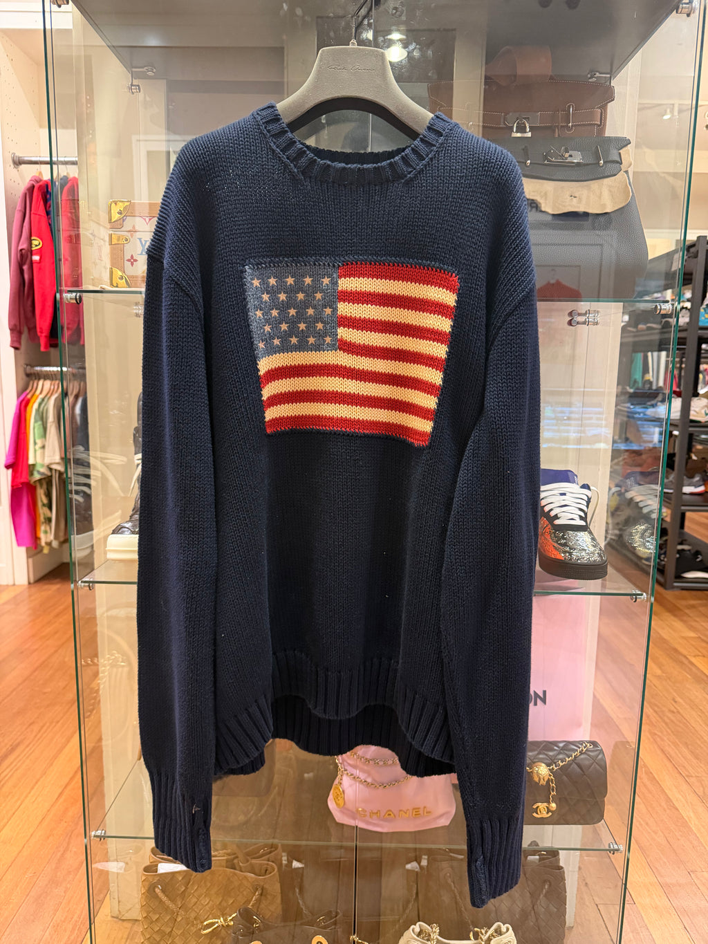 Vintage 90s Polo Ralph Lauren American Flag Knit Sweater