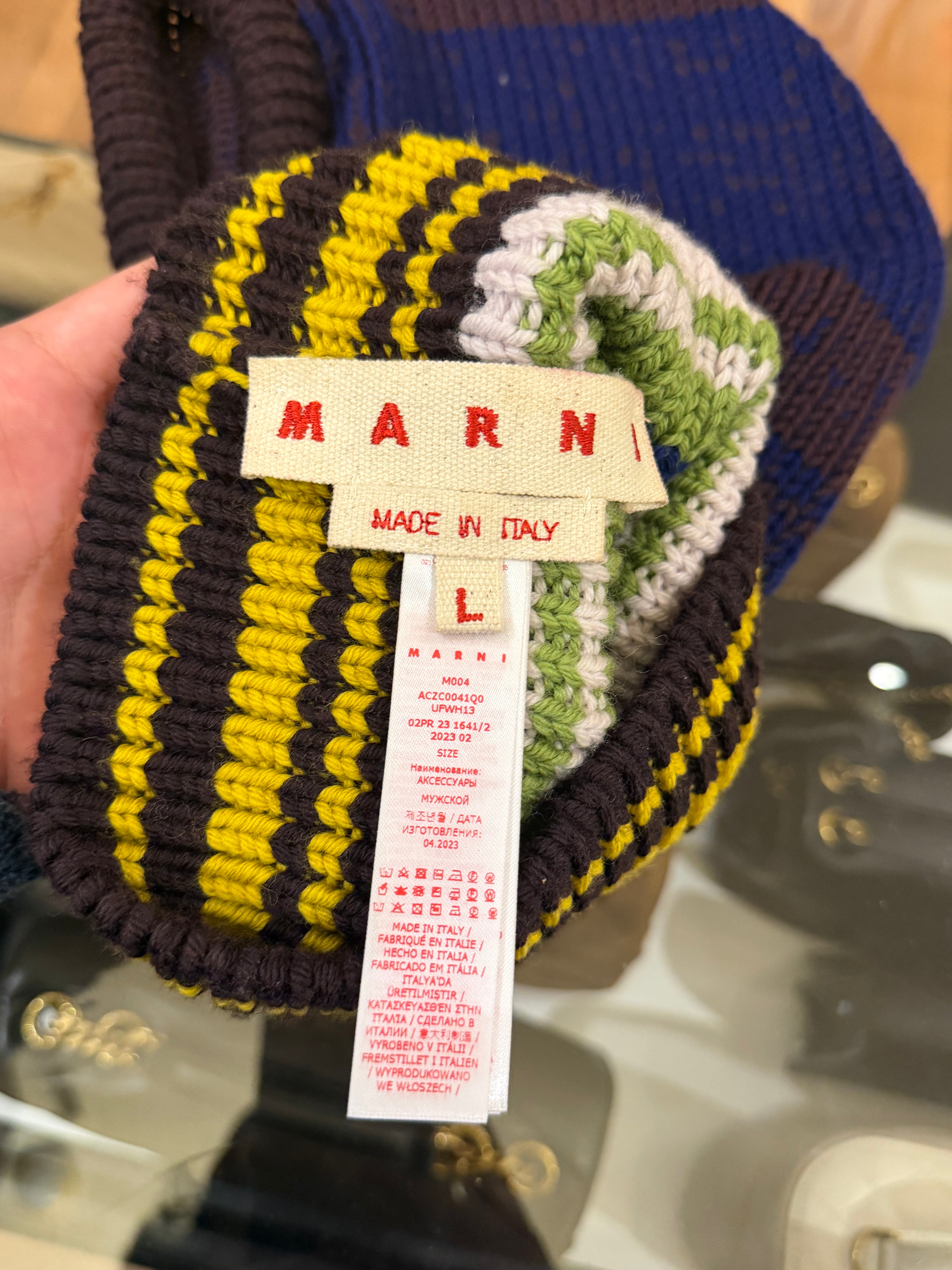 Marni Striped Ribbed-Knit Balaclava