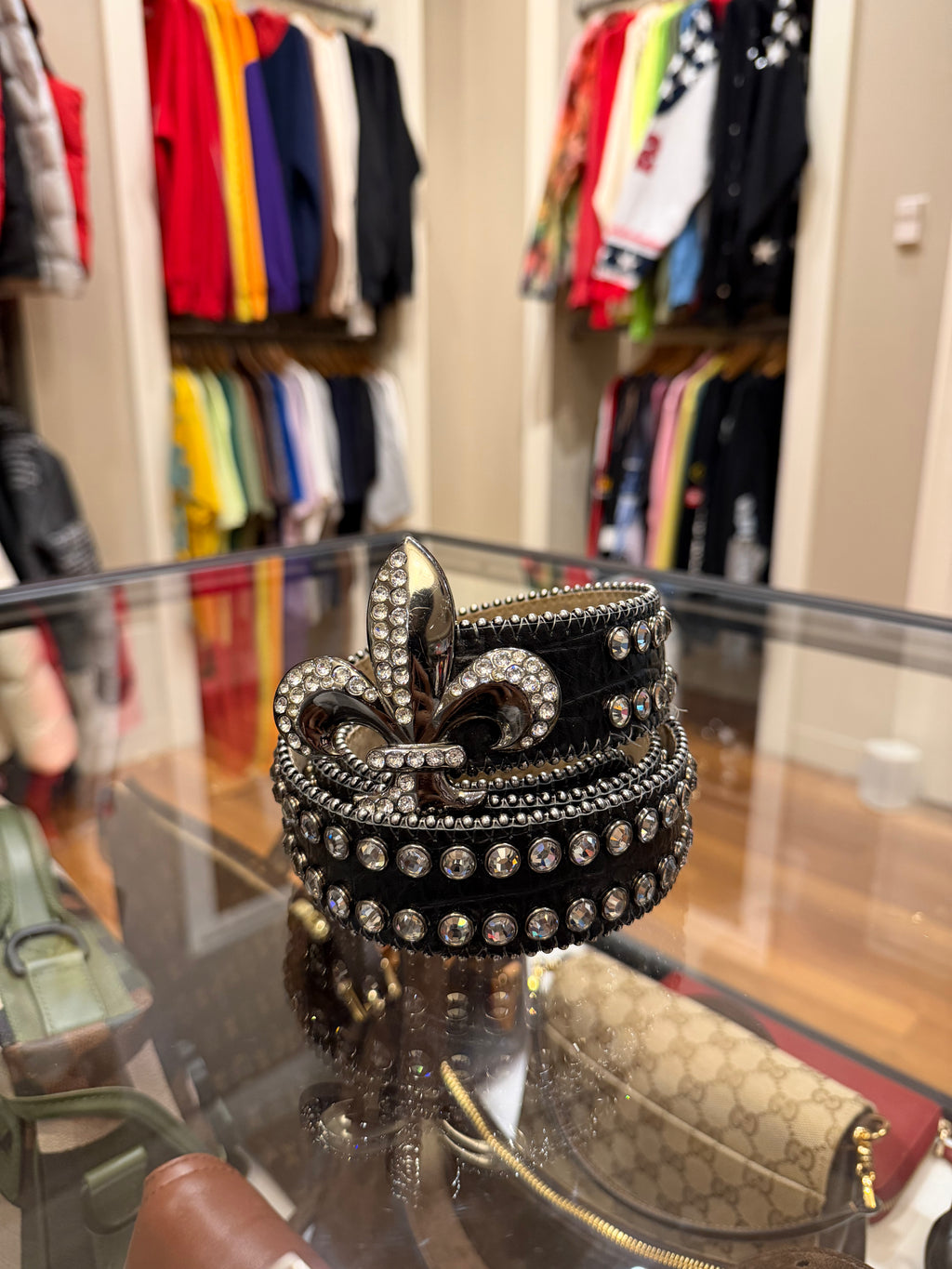 B.B Simon Studded Leather Belt
