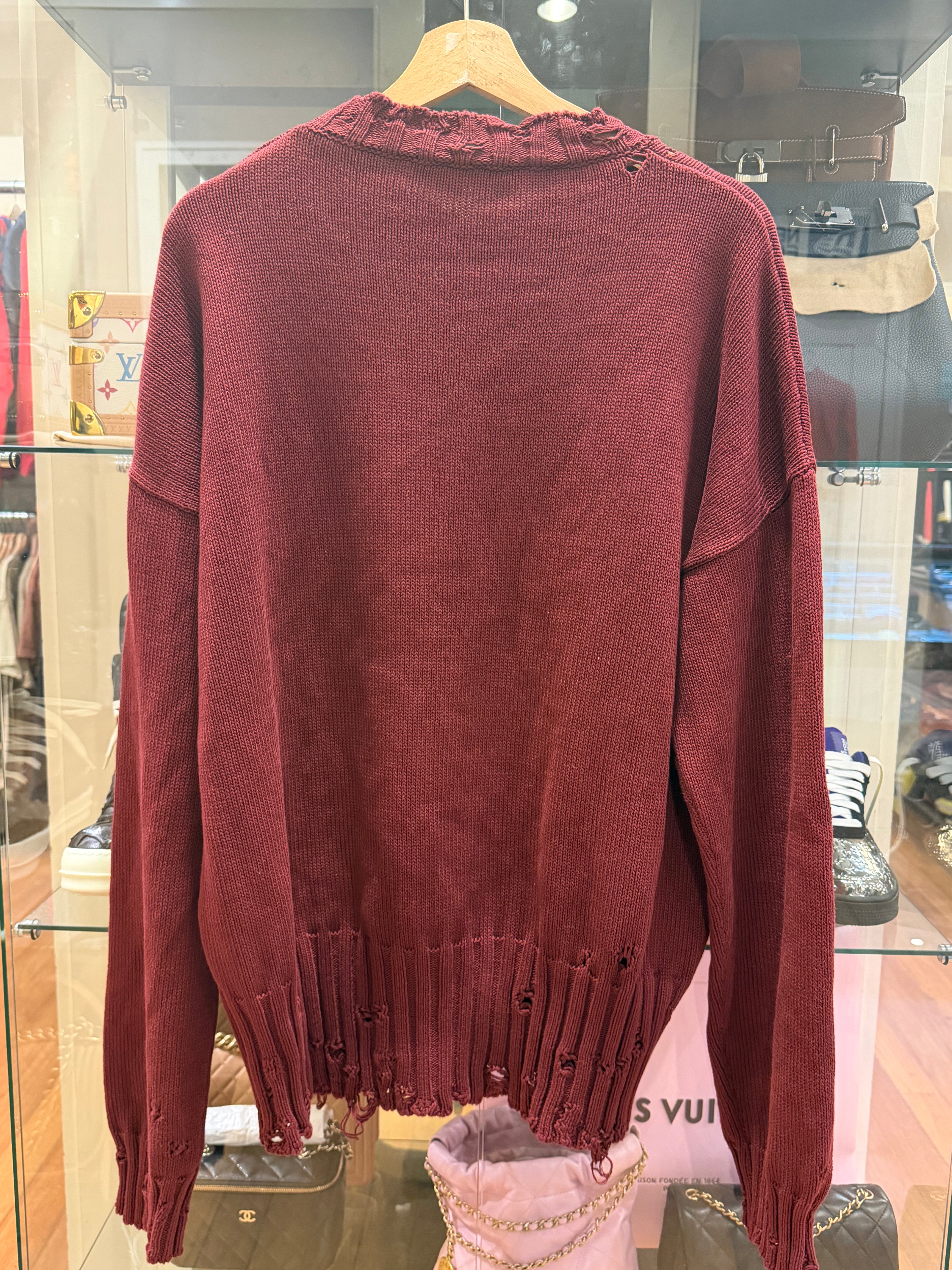 Marni Distressed Knit Sweater - Burgundy