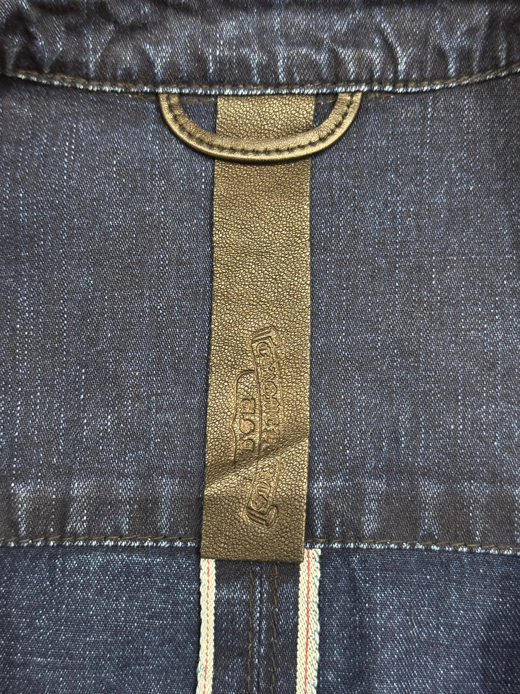 Chrome Hearts Denim Leather Patch Button Down Shirt