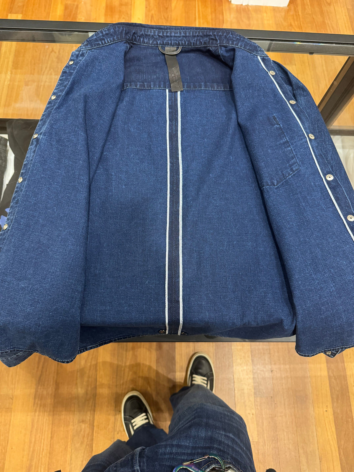 Chrome Hearts Denim Leather Patch Button Down Shirt