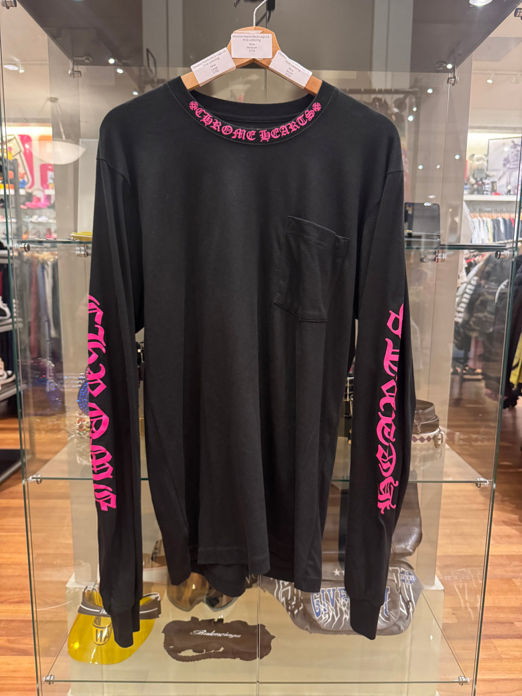 Chrome Hearts Hearts Neck Logo LS Shirt Pink Print