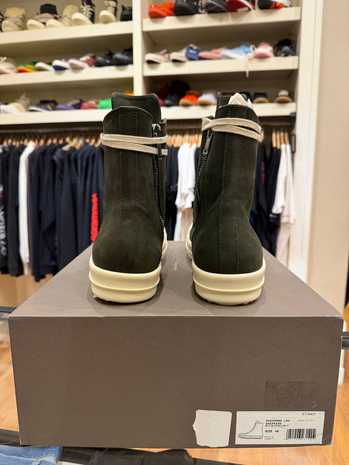 Rick Owens DRKSHDW Ramone High Top - Dark Green / Milk