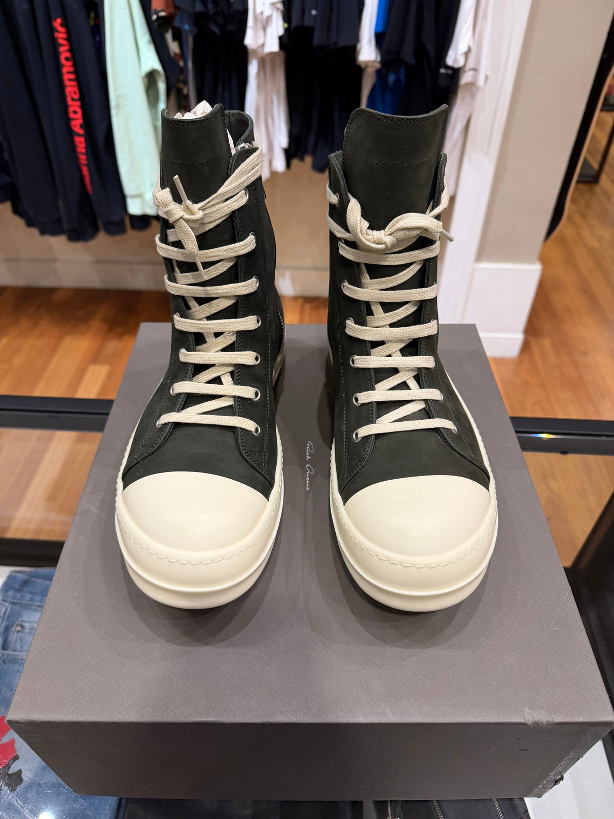 Rick Owens DRKSHDW Ramone High Top - Dark Green / Milk