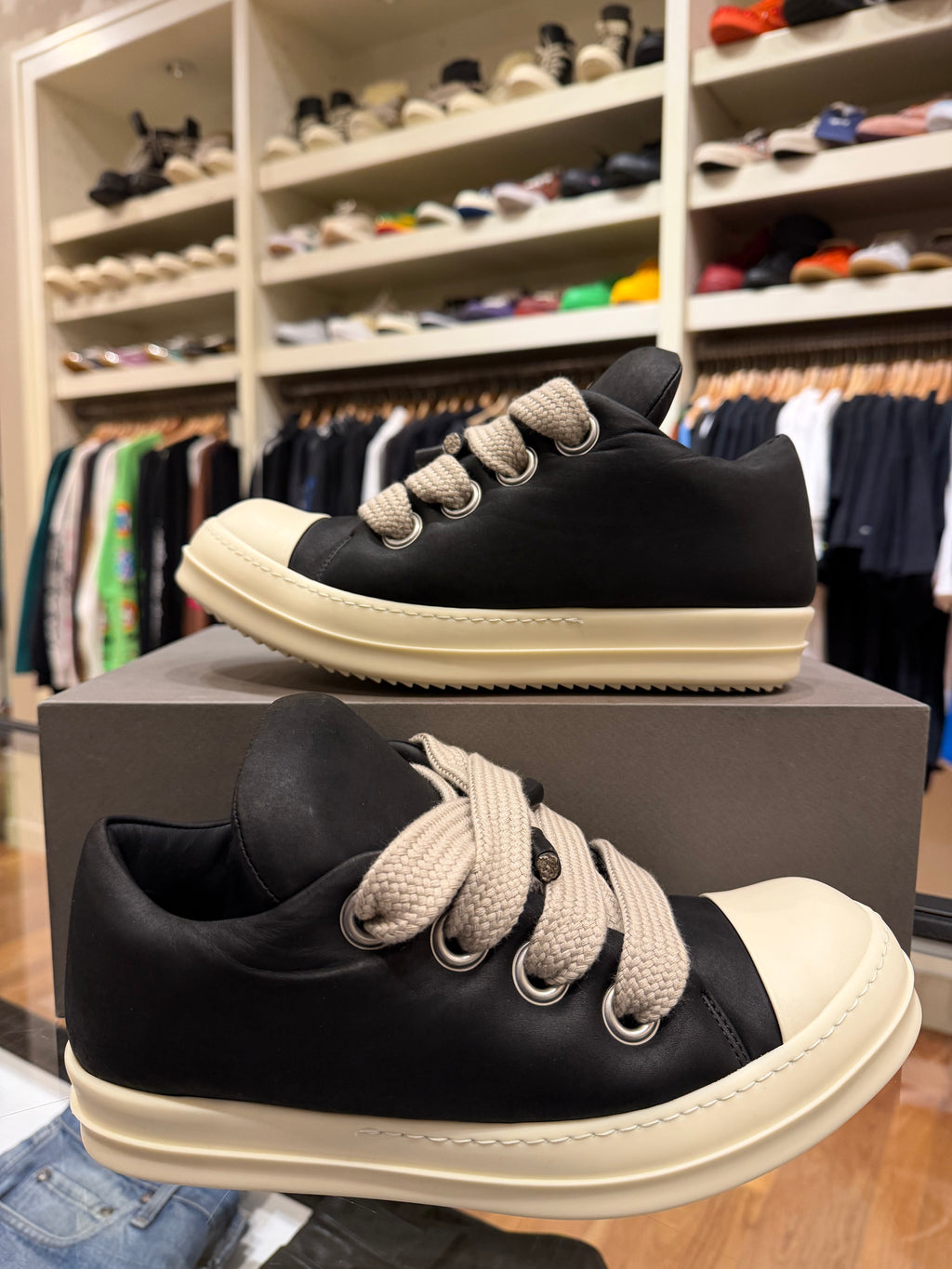 Rick Owens Jumbolace Ramone Low - Black/Milk
