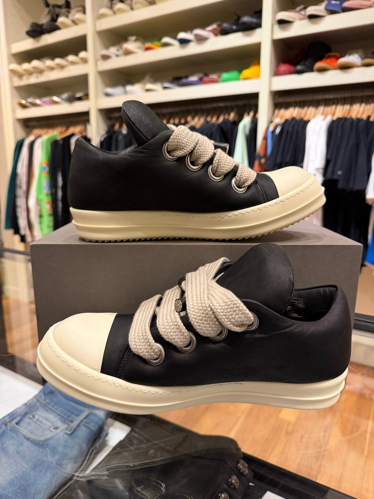 Rick Owens Jumbolace Ramone Low - Black/Milk