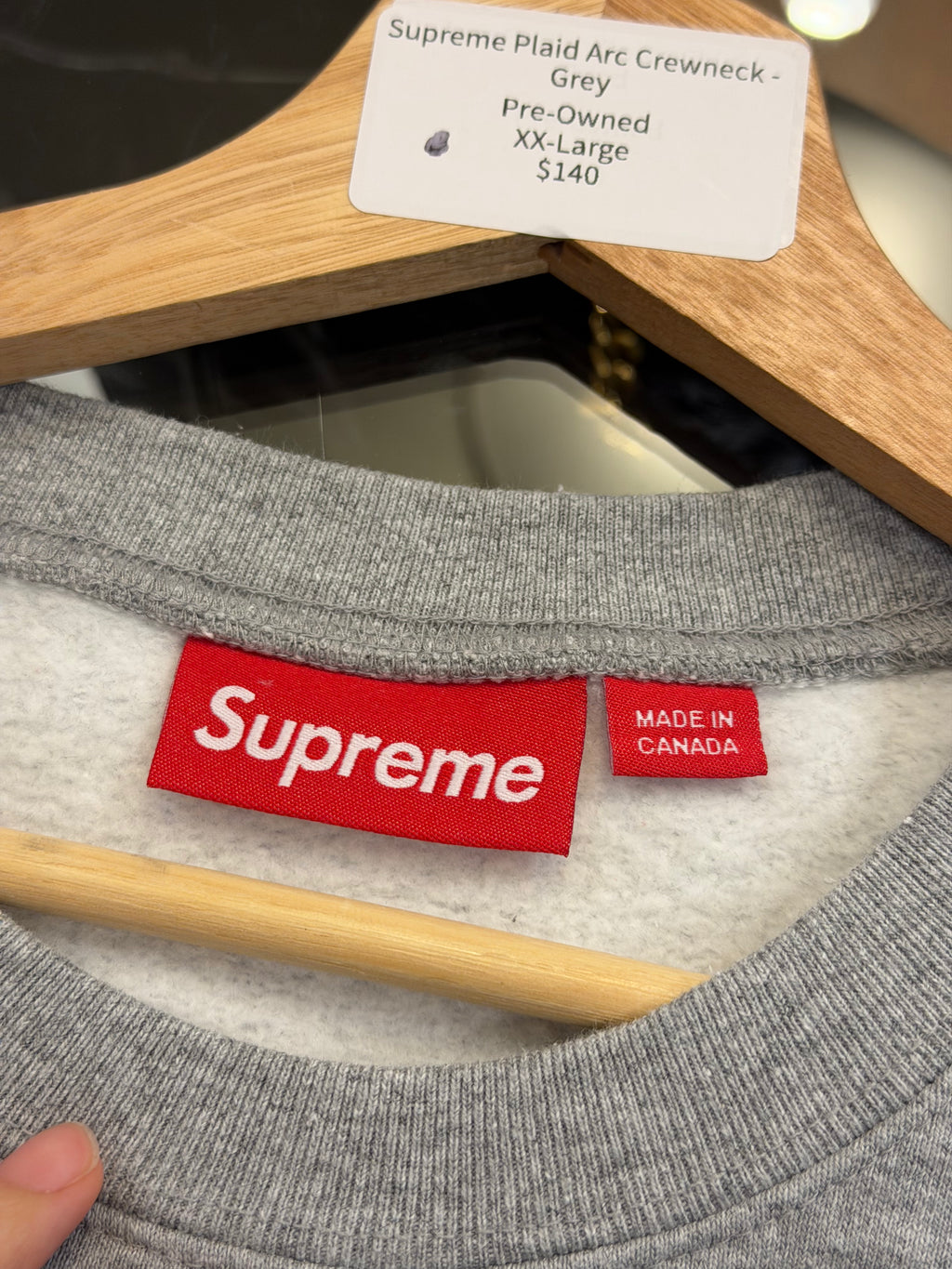 Supreme Plaid Arc Crewneck- Grey