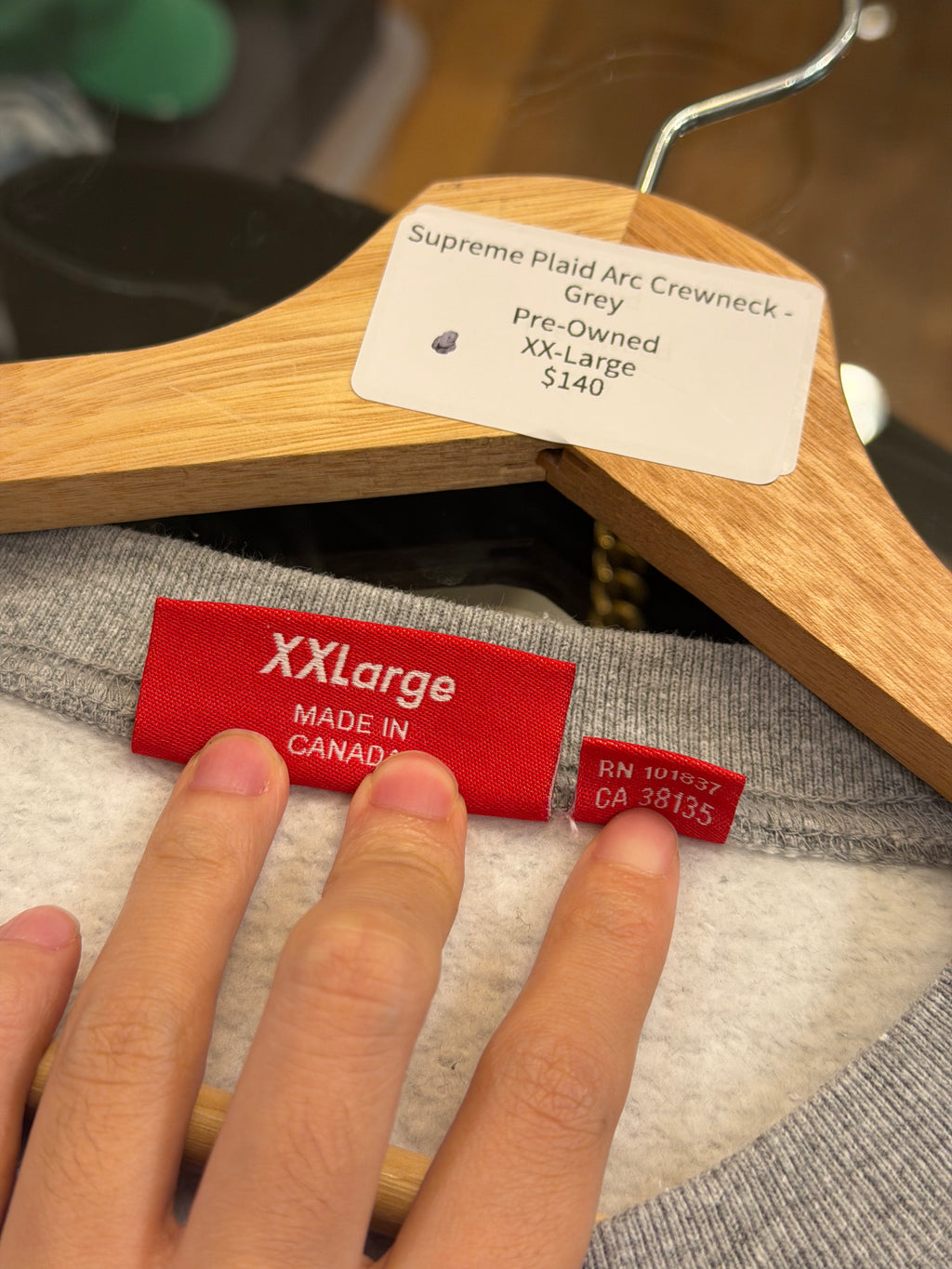 Supreme Plaid Arc Crewneck- Grey