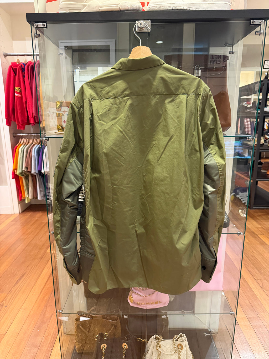 Sacai Cotton/Nylon Zip Up Jacket - Olive