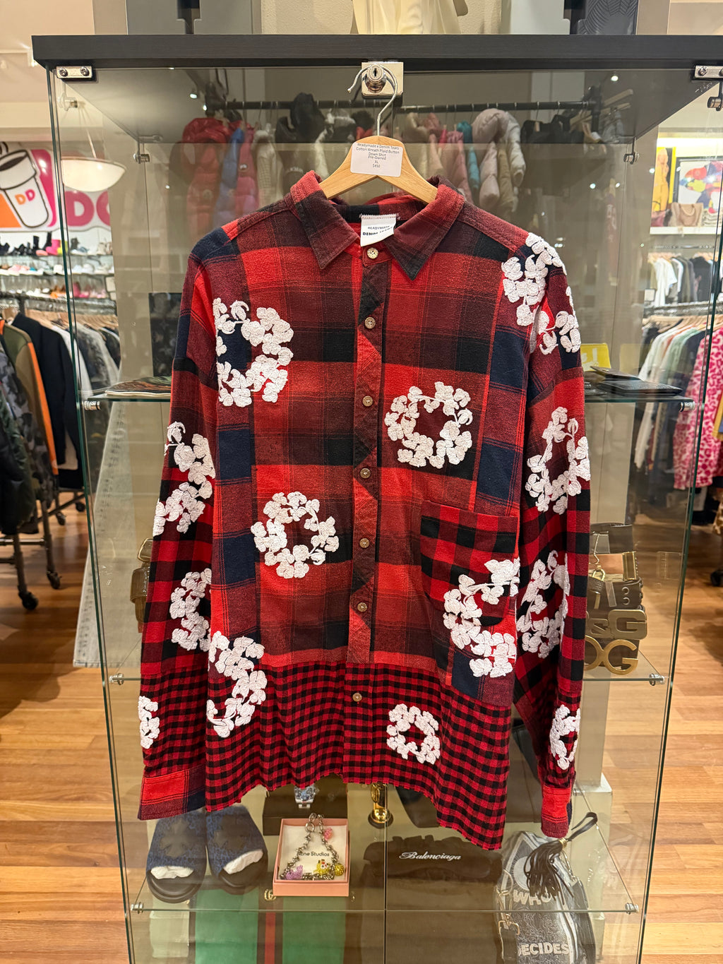 Readymade x Denim Tears Cotton Wreath Plaid Button Down Shirt