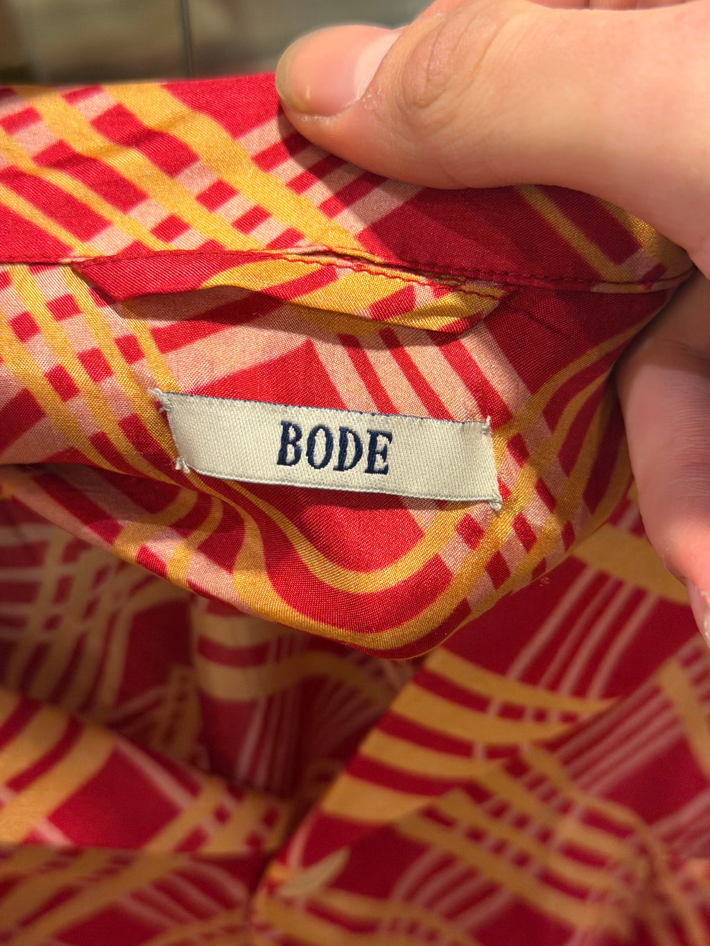 Bode Geometric Button Down Shirt - Red/Yellow