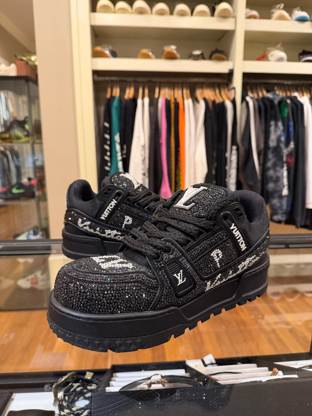 Louis Vuitton Swarovski Crystal LV Maxi Trainer - Black