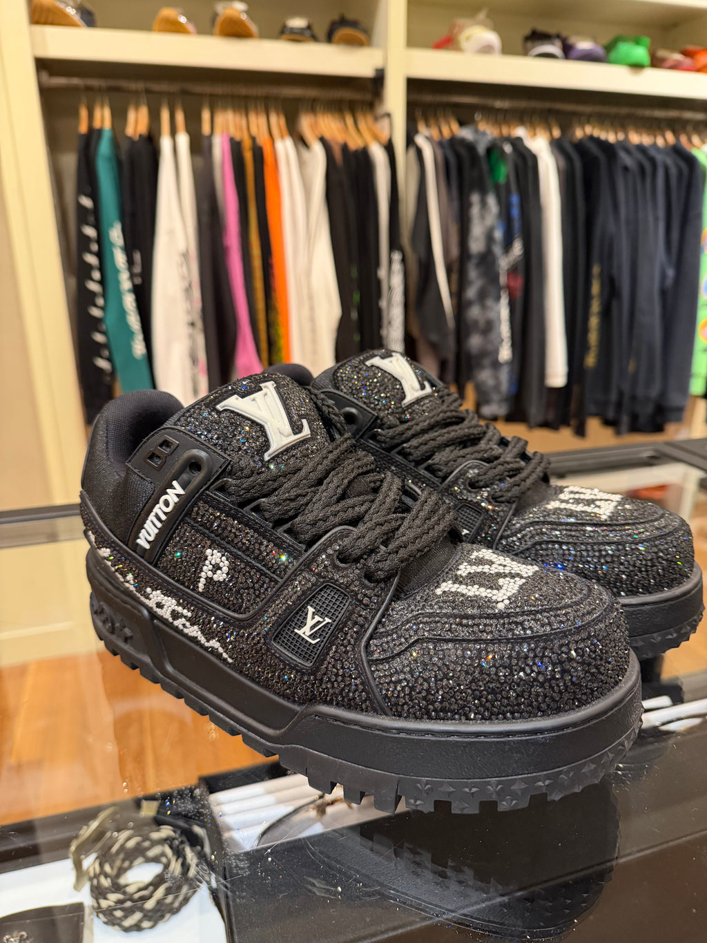 Louis Vuitton Swarovski Crystal LV Maxi Trainer - Black