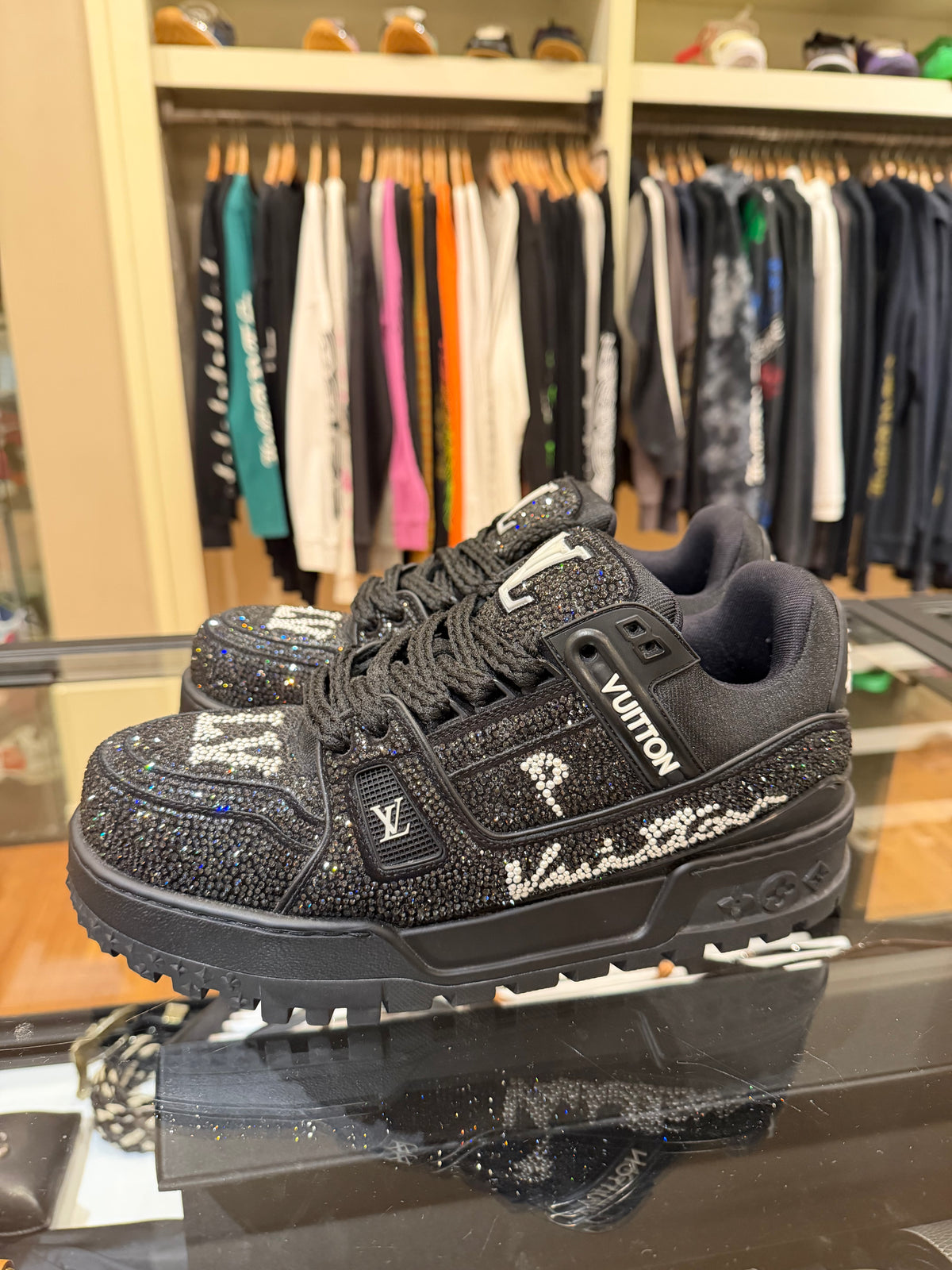 Louis Vuitton Swarovski Crystal LV Maxi Trainer - Black