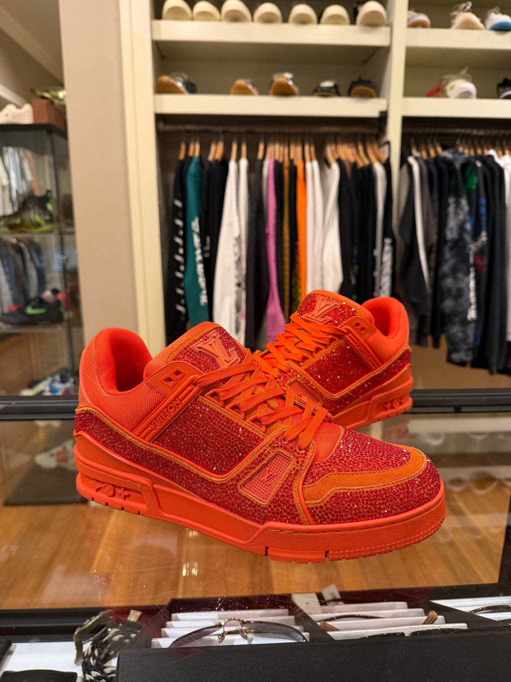 Louis Vuitton Swarovski Crystal LV Trainers - Orange