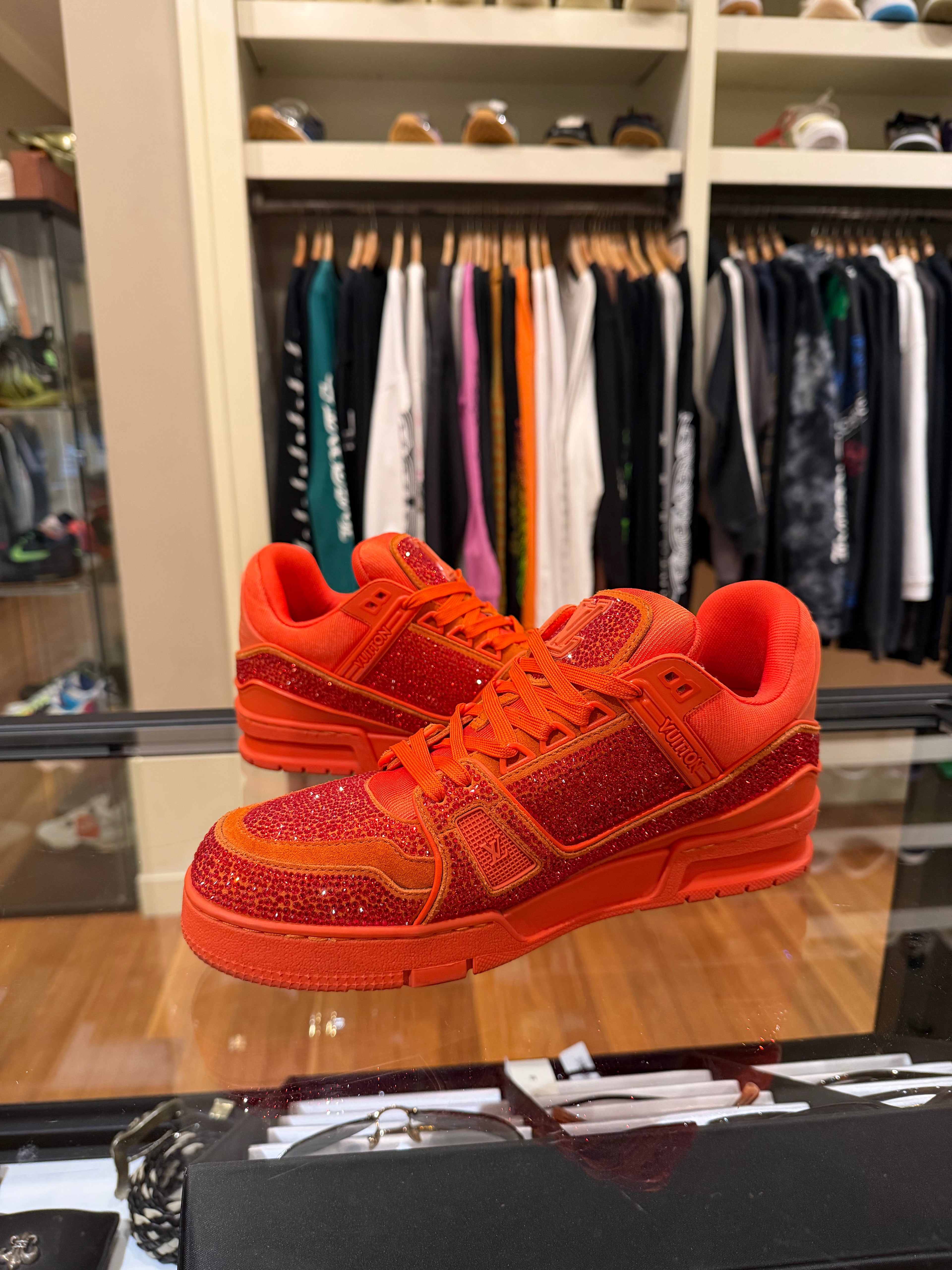 Louis Vuitton Swarovski Crystal LV Trainers - Orange