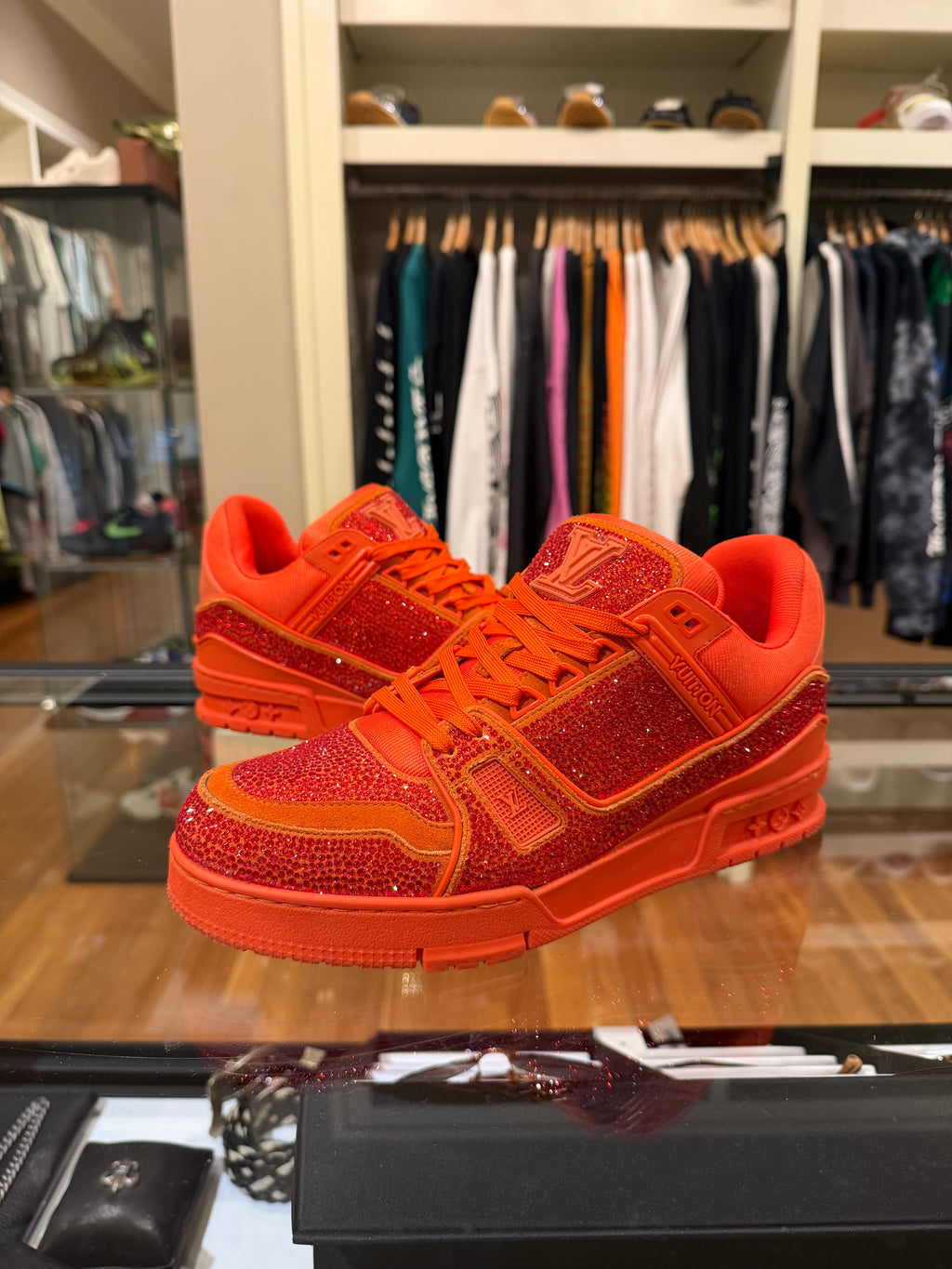 Louis Vuitton Swarovski Crystal LV Trainers - Orange