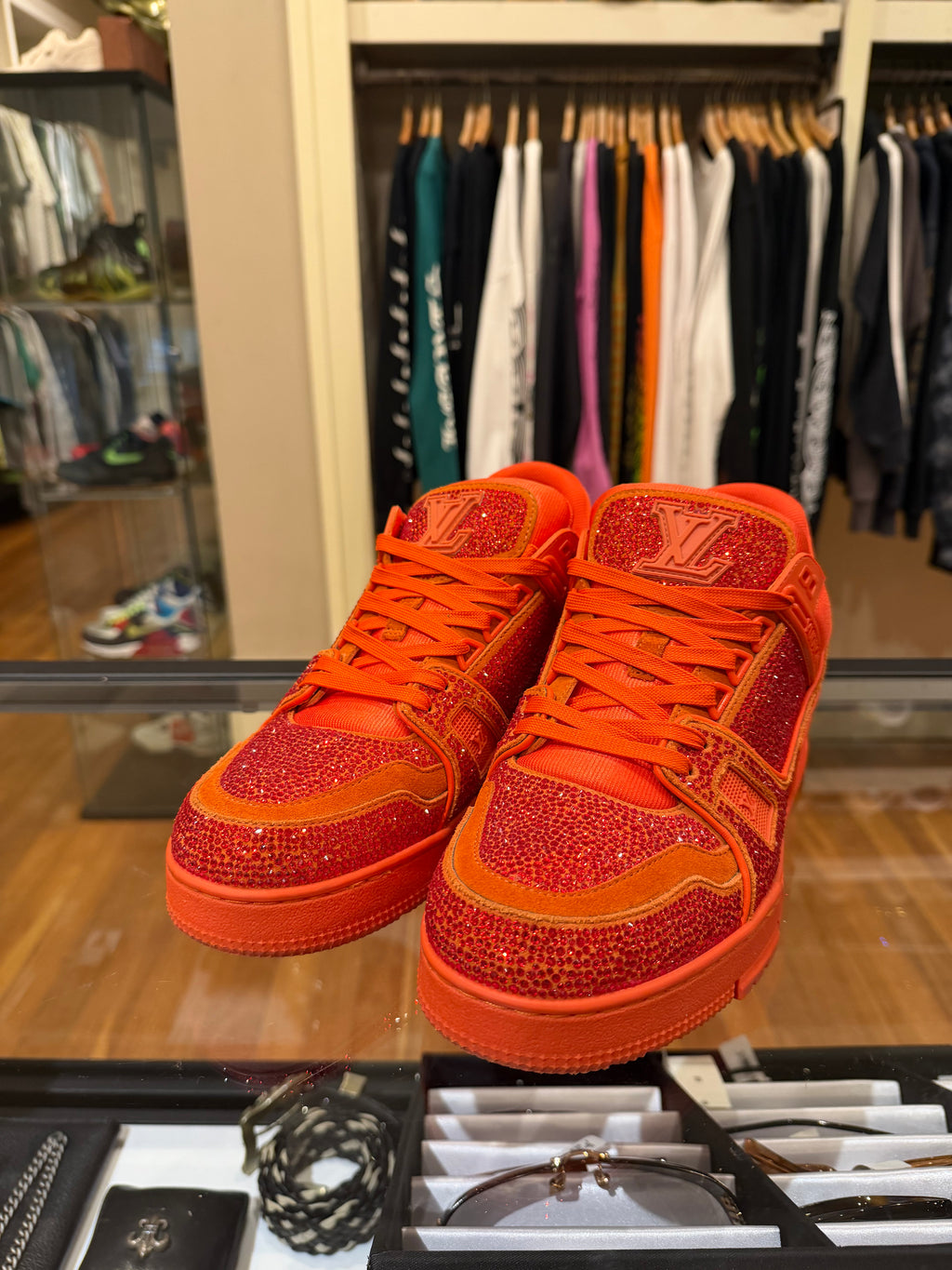 Louis Vuitton Swarovski Crystal LV Trainers - Orange