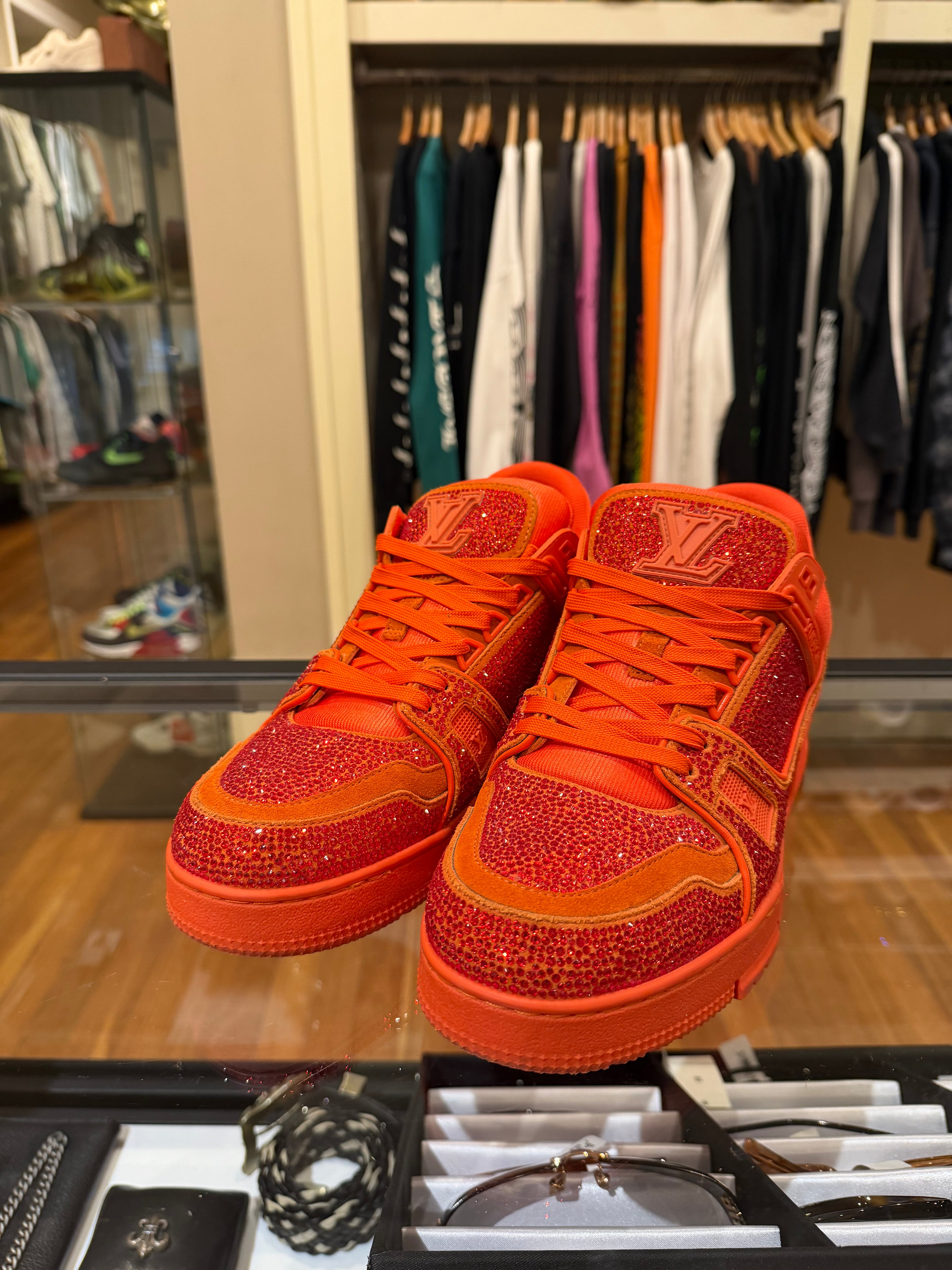 Louis Vuitton Swarovski Crystal LV Trainers - Orange
