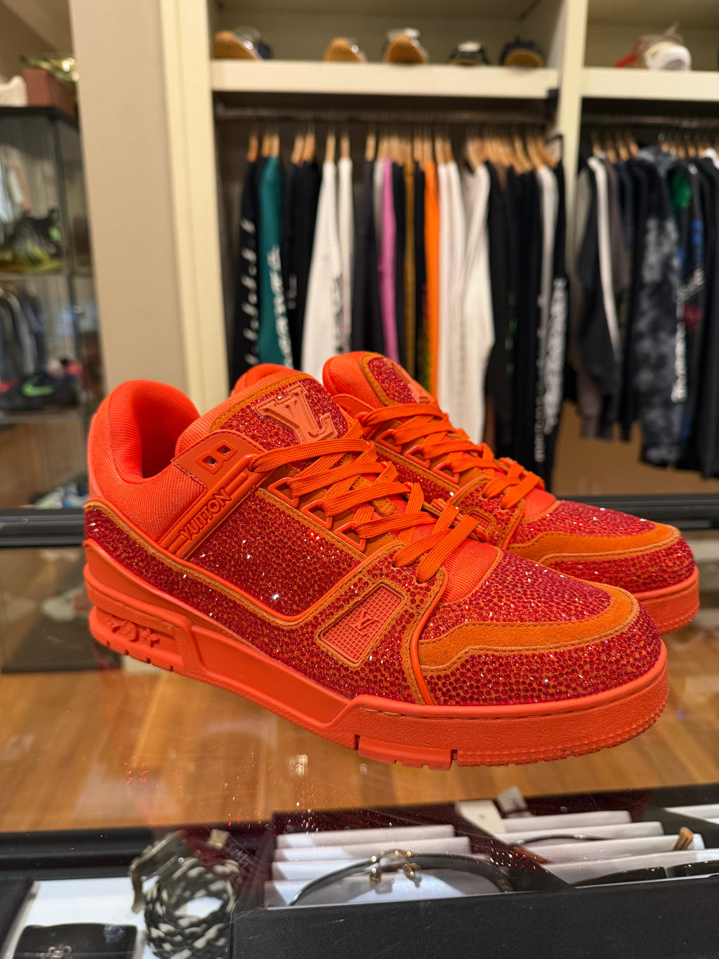 Louis Vuitton Swarovski Crystal LV Trainers - Orange