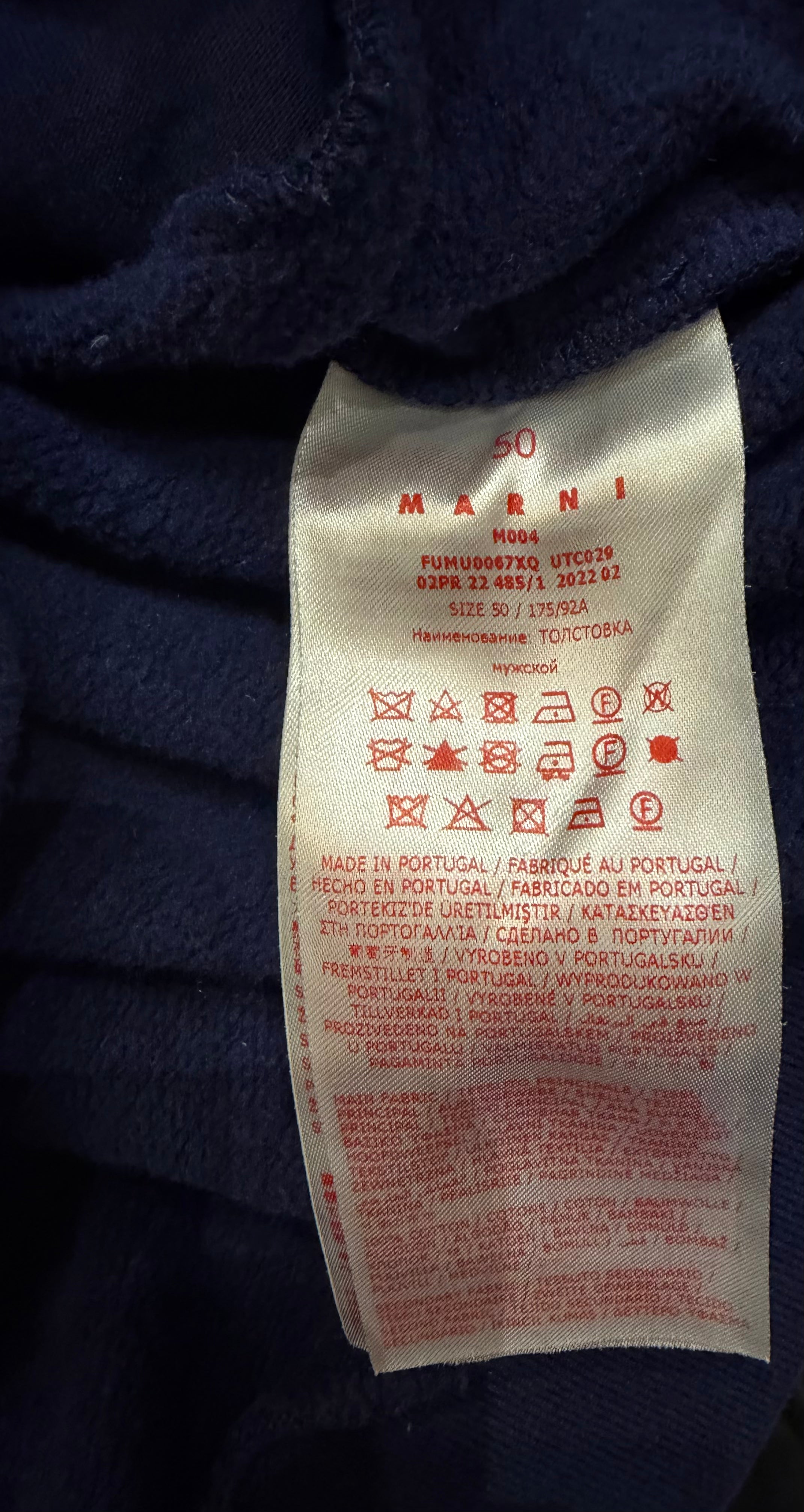 Marni Logo Emroidered Faux Fur Hoodie - Navy