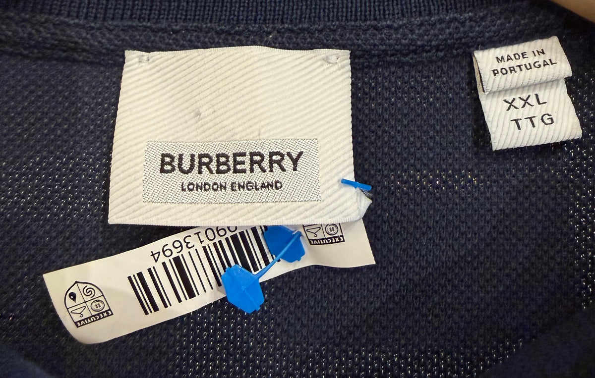 Burberry Ribbed Polo Shirt - Navy