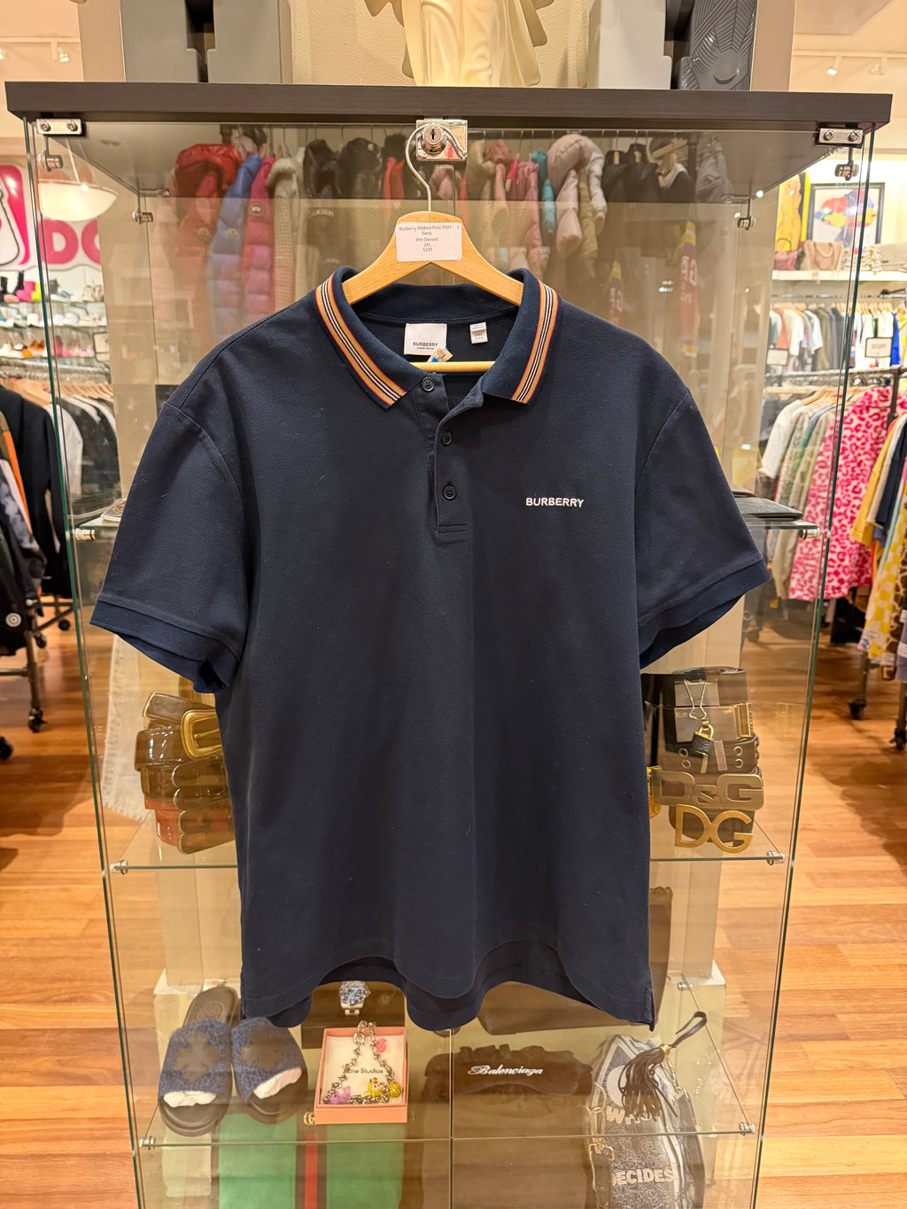 Burberry Ribbed Polo Shirt - Navy