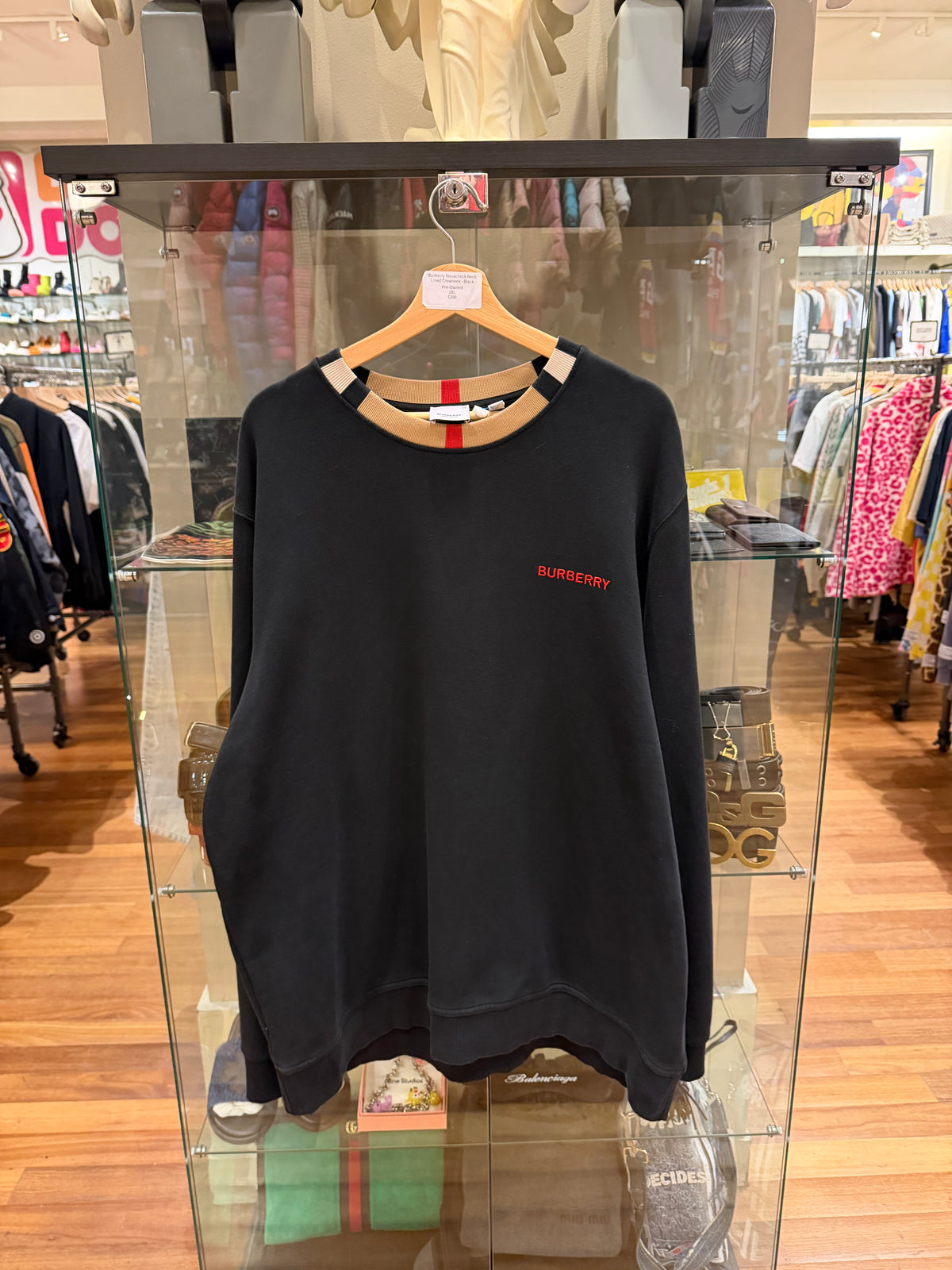 Burberry Novacheck Neck Lined Crewneck - Black