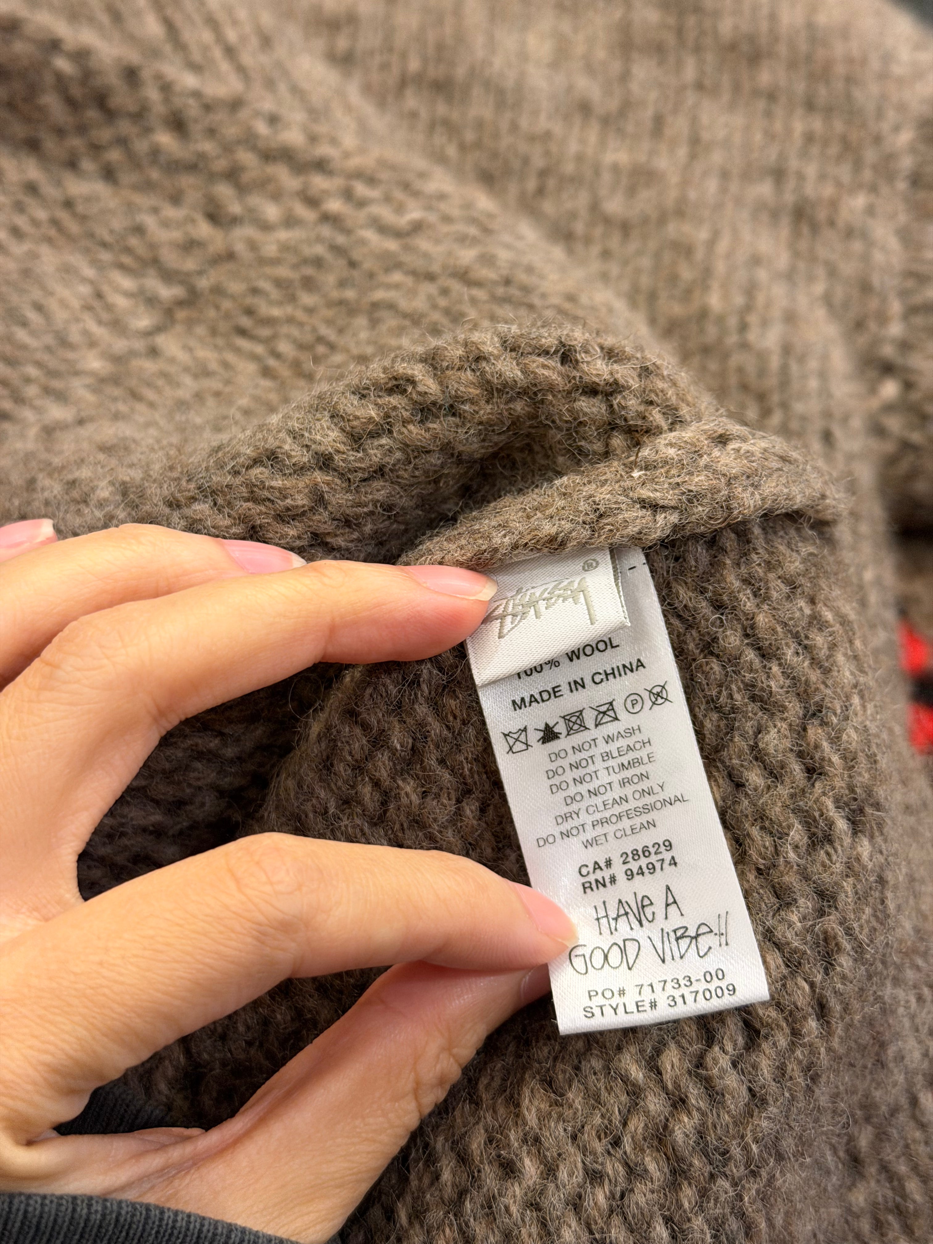 Stüssy x Denim Tears Wool Cardigan Knit Zip-Up Sweater in Grey (FW22)
