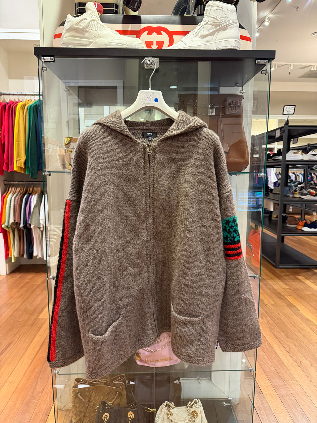 Stüssy x Denim Tears Wool Cardigan Knit Zip-Up Sweater in Grey (FW22)